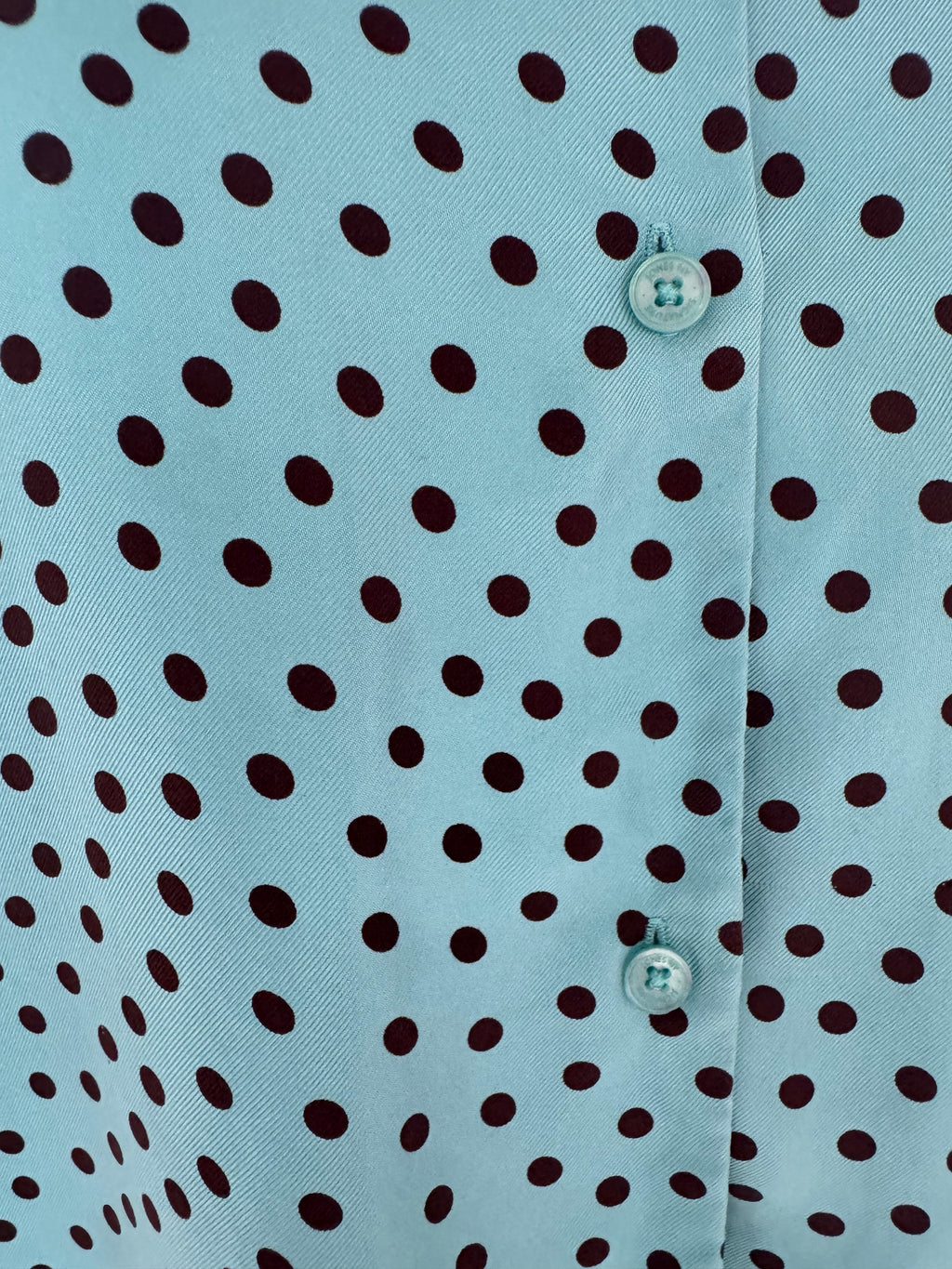 Jones New York Signature 100% Silk Blouse Women's Large Teal Polka Dot Blouse