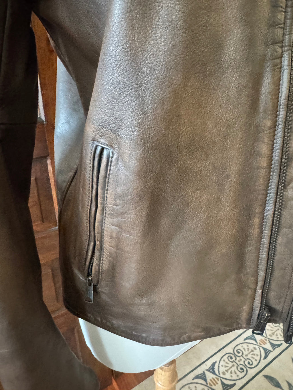 Lucky Brand Men's Genuine Leather Cafe Racer Jacket