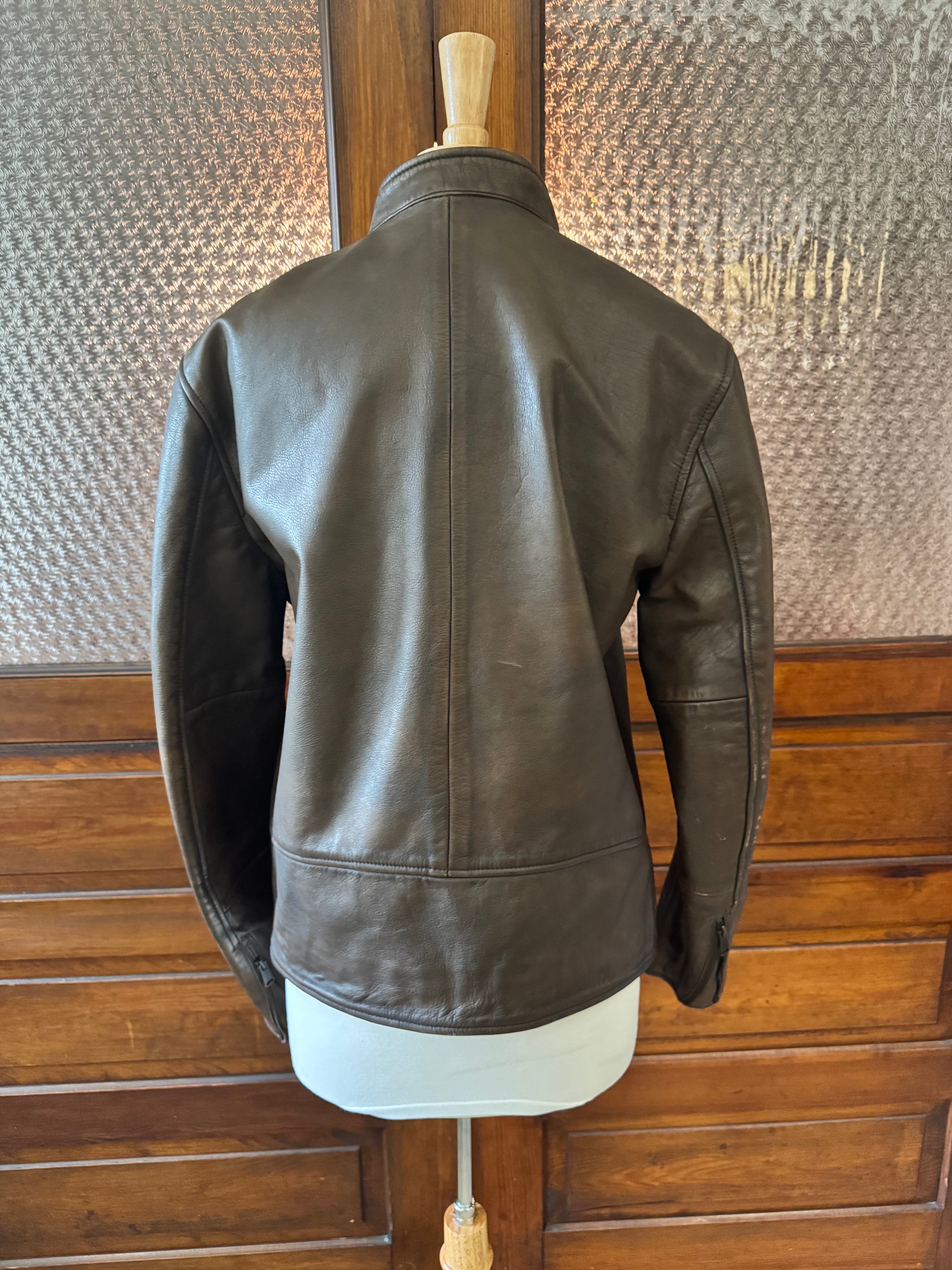 Lucky Brand Men's Genuine Leather Cafe Racer Jacket