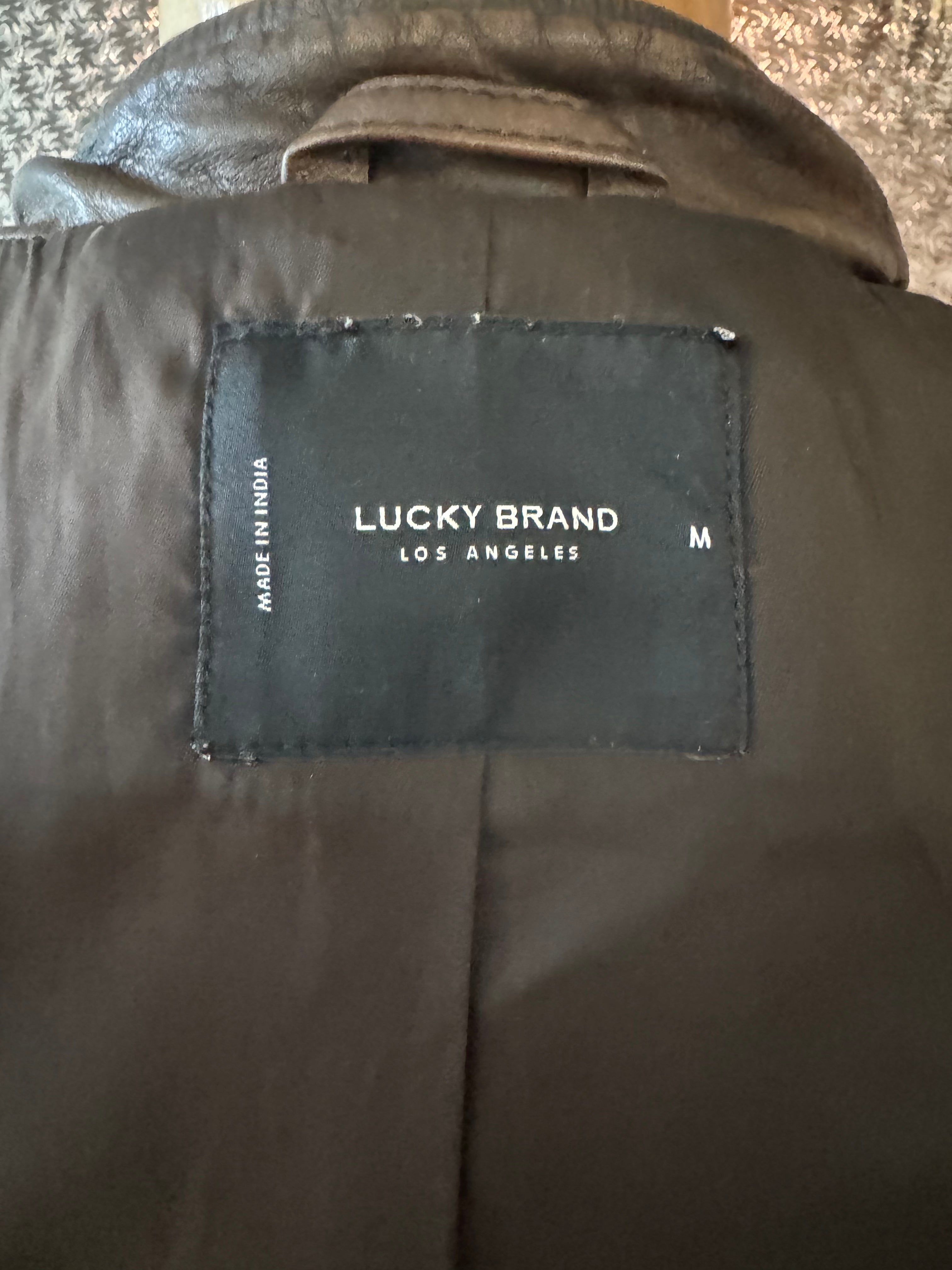 Lucky Brand Men's Genuine Leather Cafe Racer Jacket