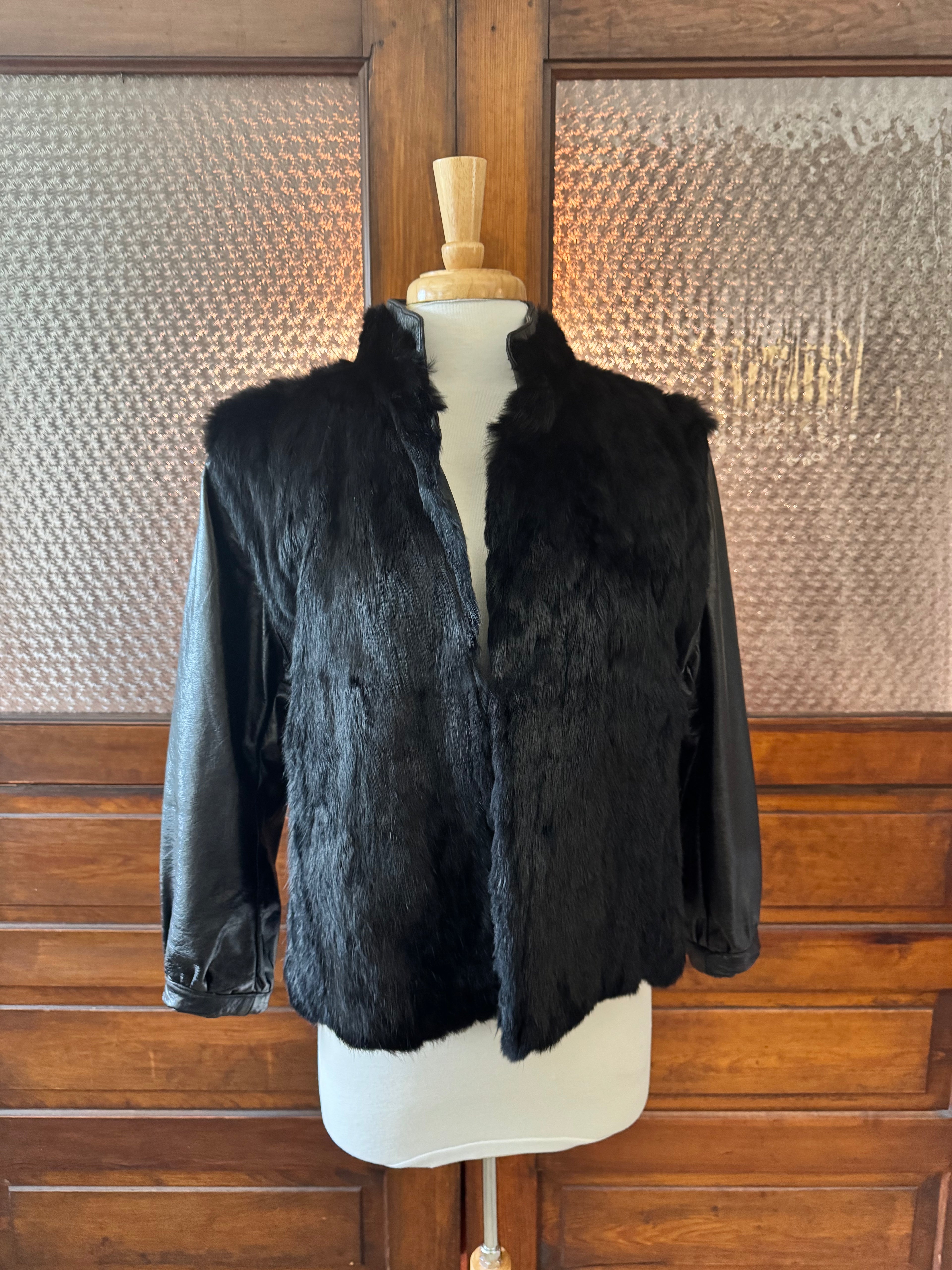 Vintage Convertible Fur & Leather Jacket