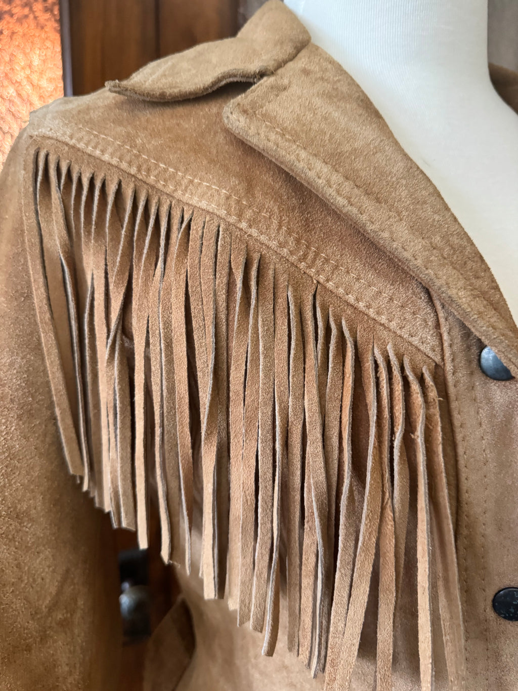 Vintage Winlit Suede Fringe Leather Western Jack Tan Belted Small
