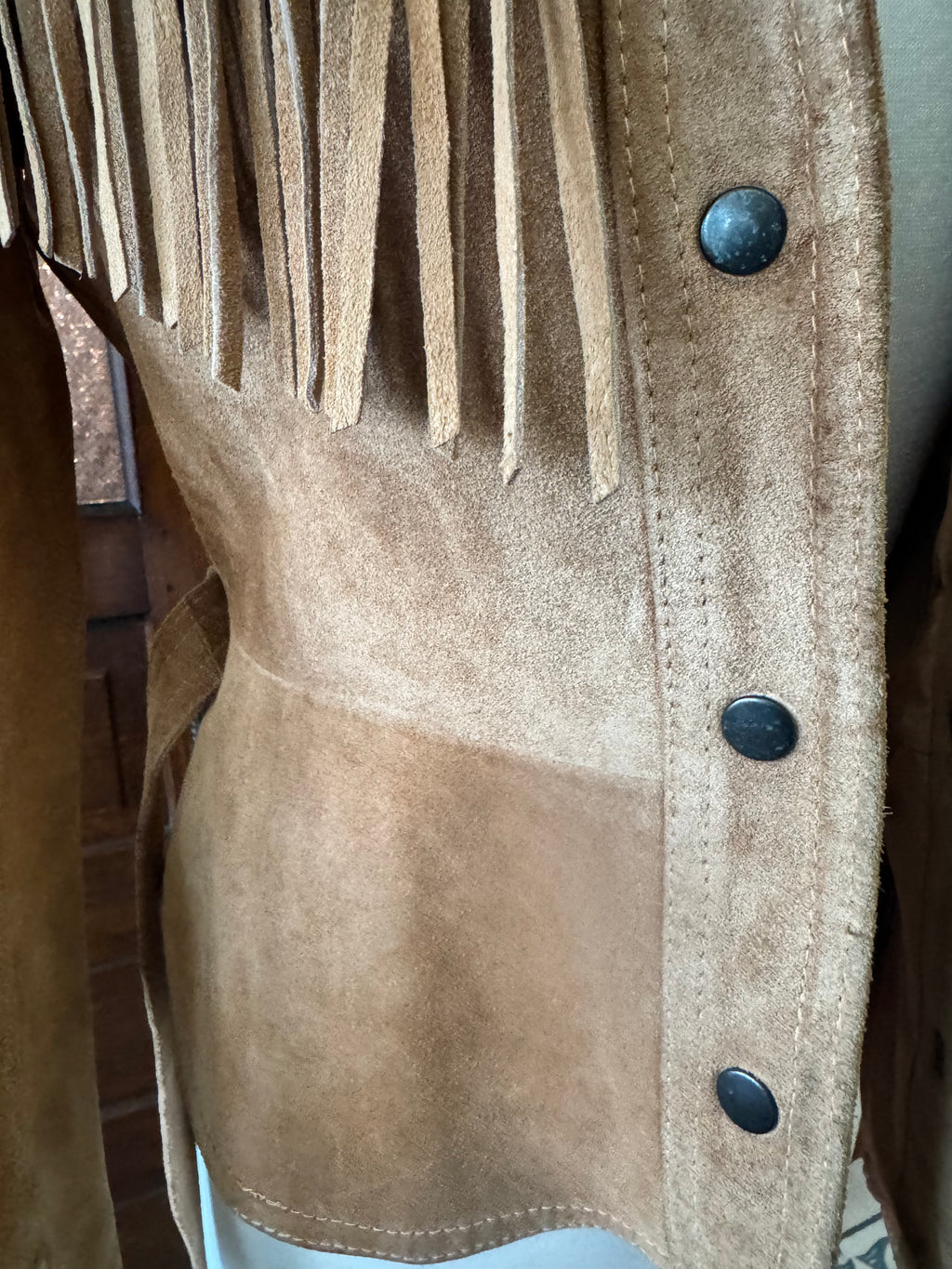 Vintage Winlit Suede Fringe Leather Western Jack Tan Belted Small