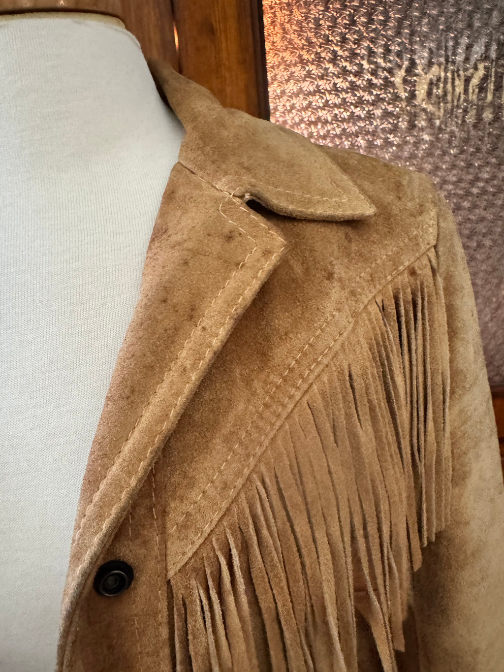Vintage Winlit Suede Fringe Leather Western Jack Tan Belted Small