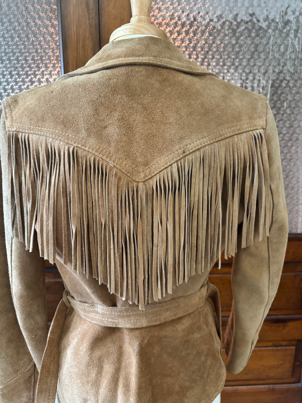 Vintage Winlit Suede Fringe Leather Western Jack Tan Belted Small
