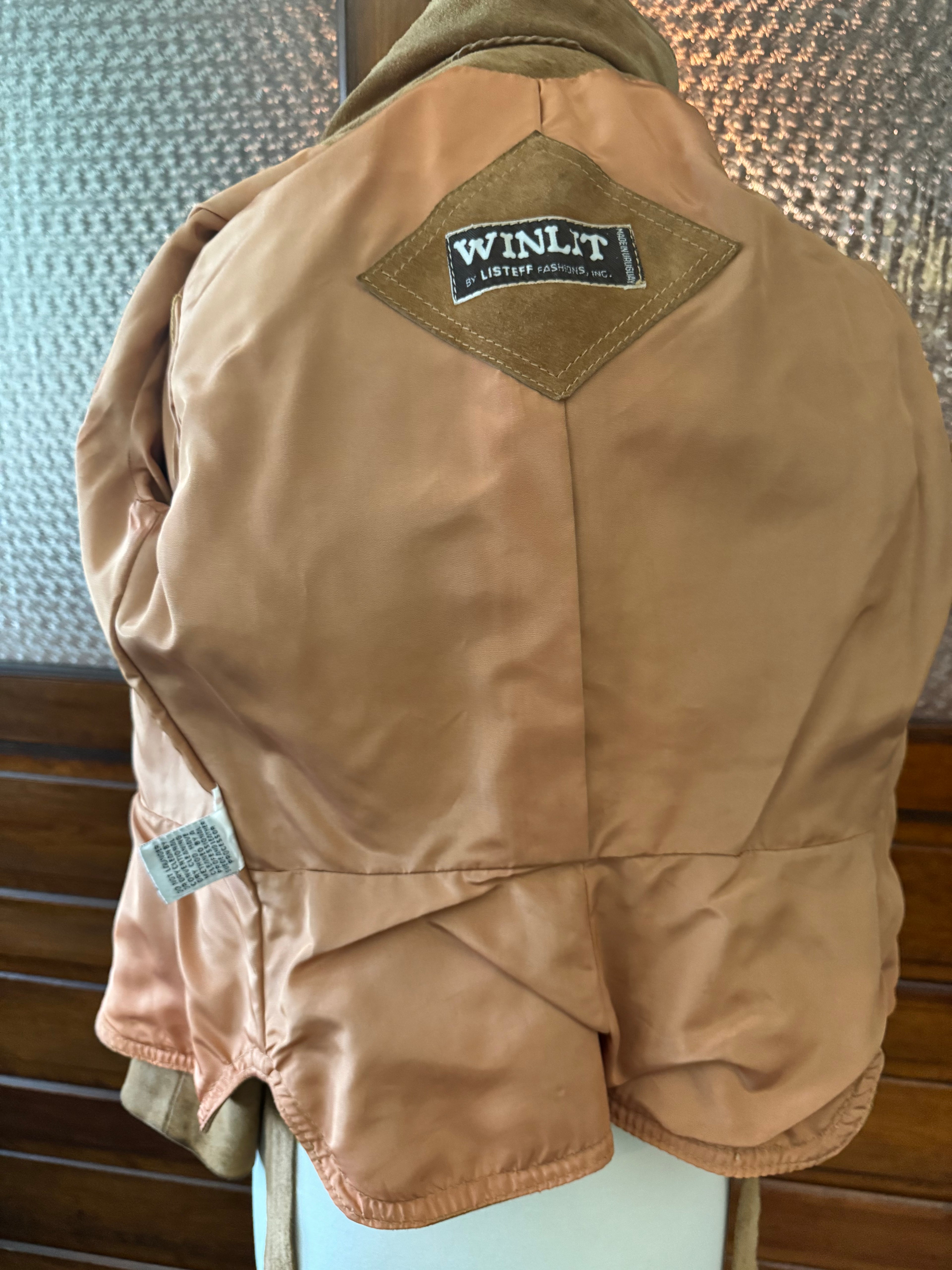 Vintage Winlit Suede Fringe Leather Western Jack Tan Belted Small