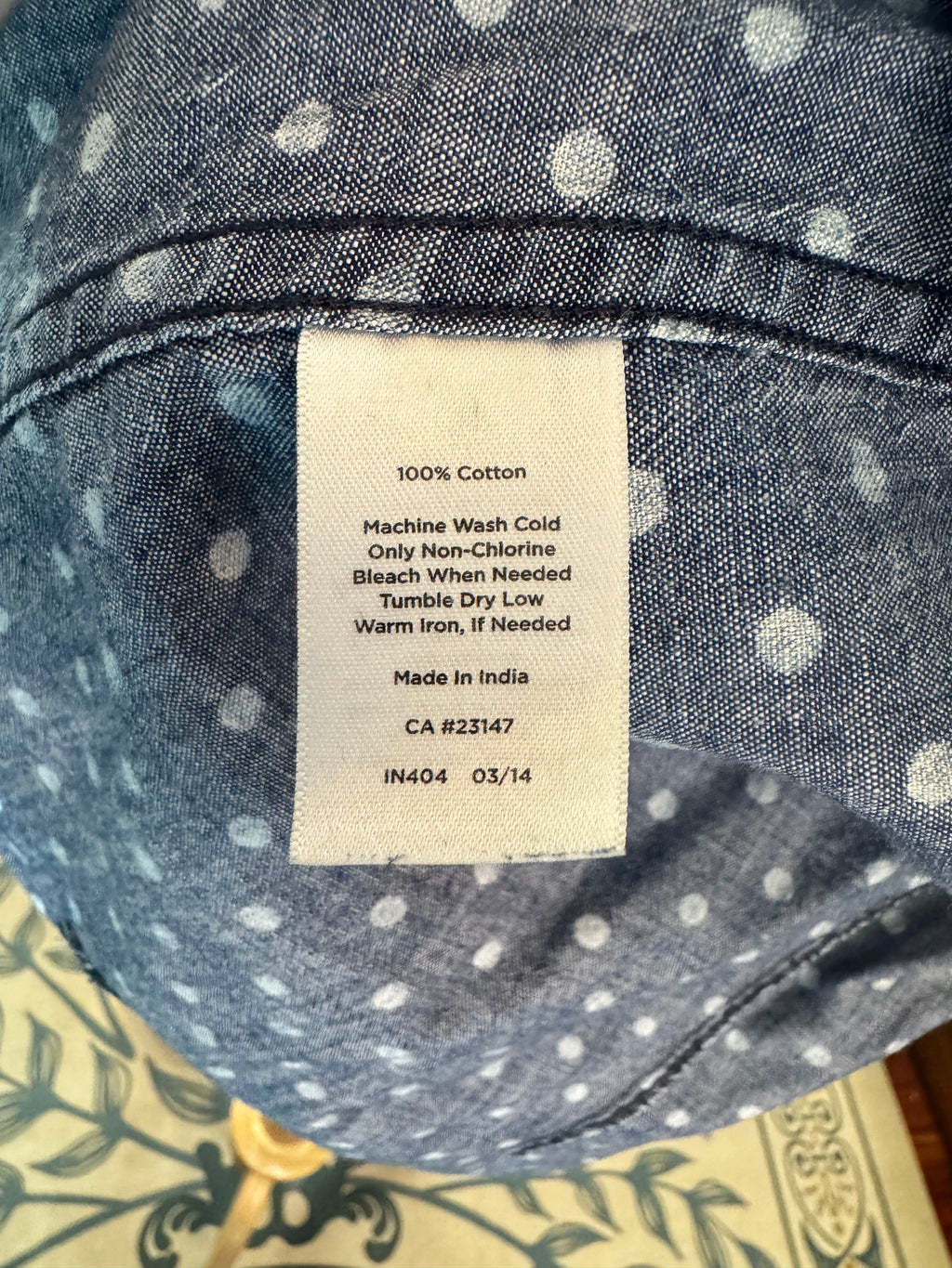 Talbots Women's 16W Chambray Polka Button Down Shirt 100% Cotton