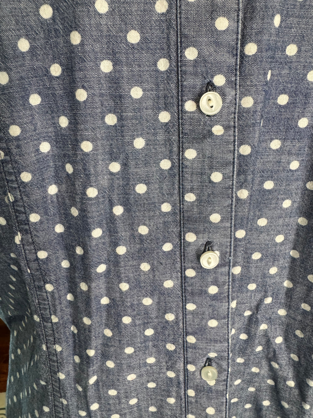 Talbots Women's 16W Chambray Polka Button Down Shirt 100% Cotton