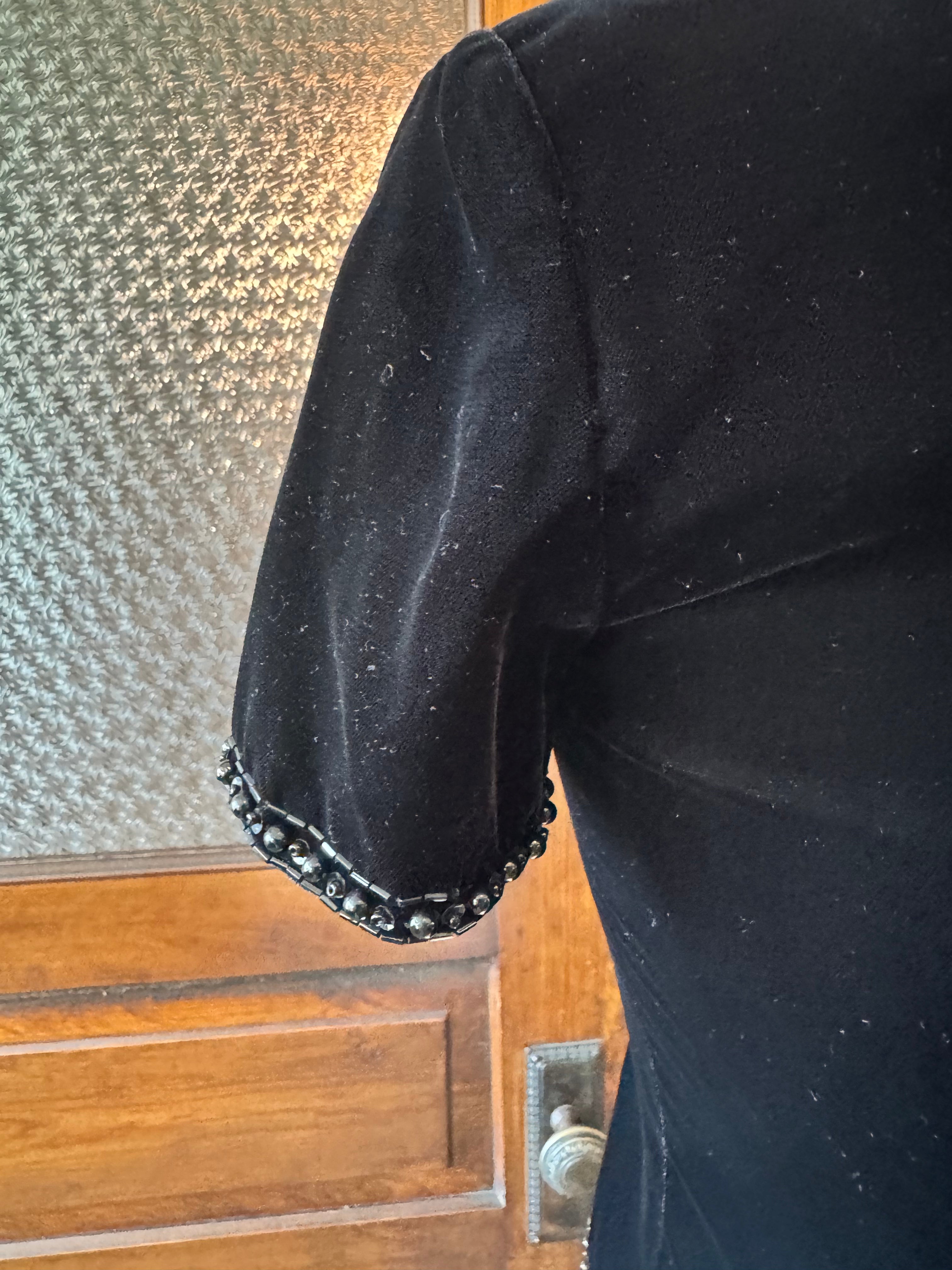 Vintage 80s VIE Victoria Royal Black Velvet Beaded Corset Top Size 6