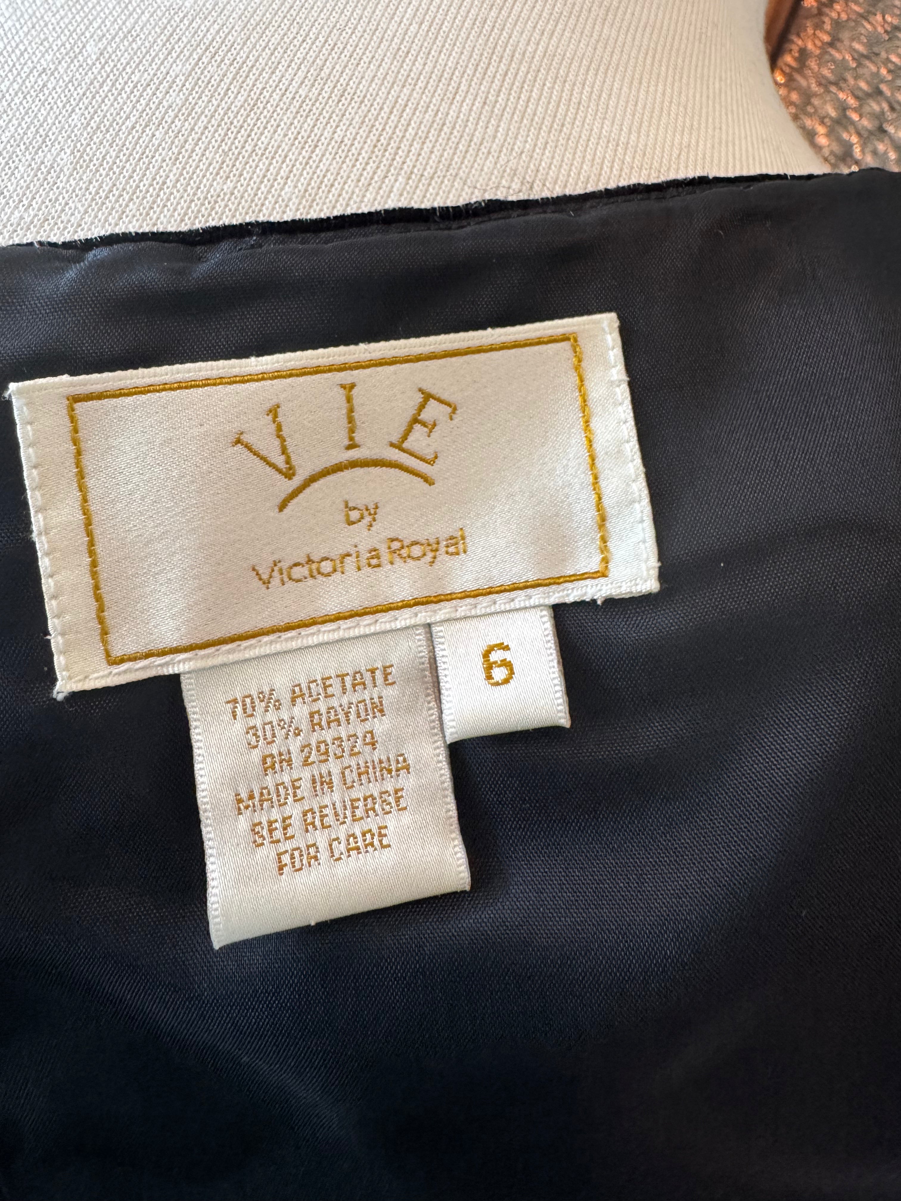 Vintage 80s VIE Victoria Royal Black Velvet Beaded Corset Top Size 6