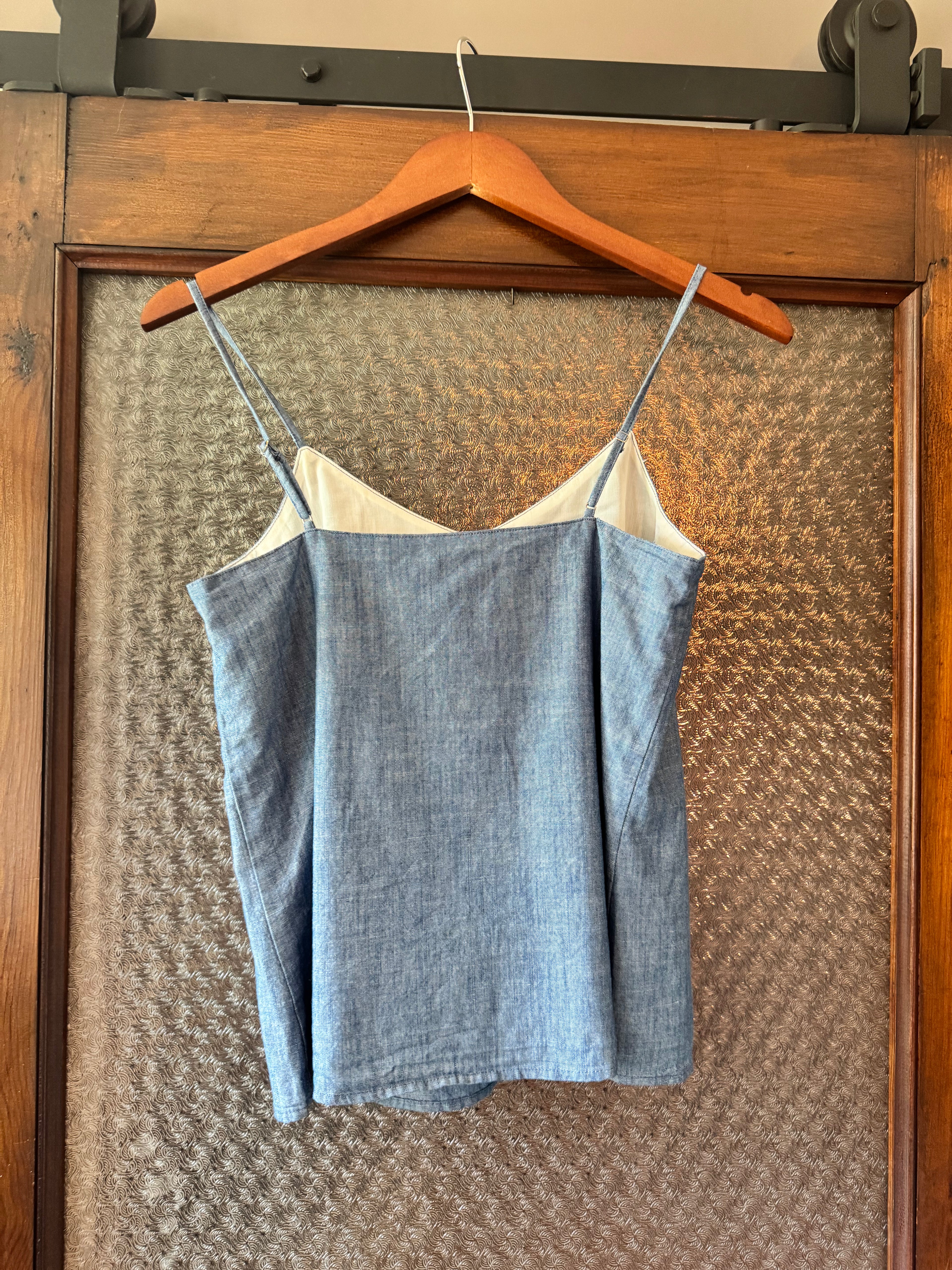 J. Crew NWT Women's Size 0 Blue Chambray Cami Tank Top Adjustable Straps