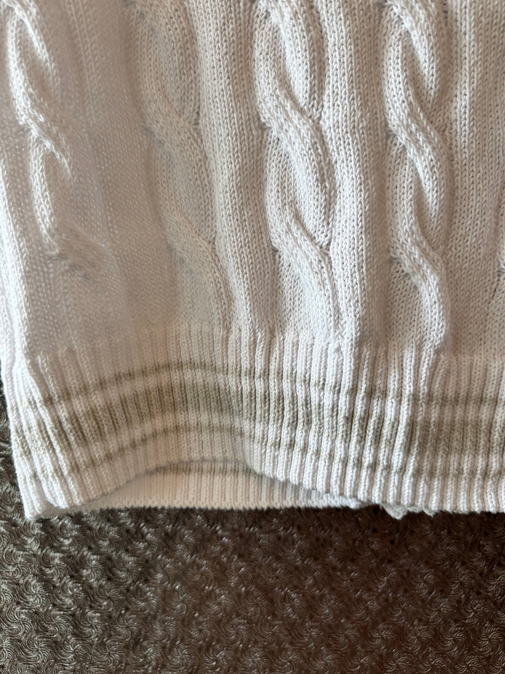 Z Supply Women's L White Cable Knit Sweater Vest Button Front V-Neck