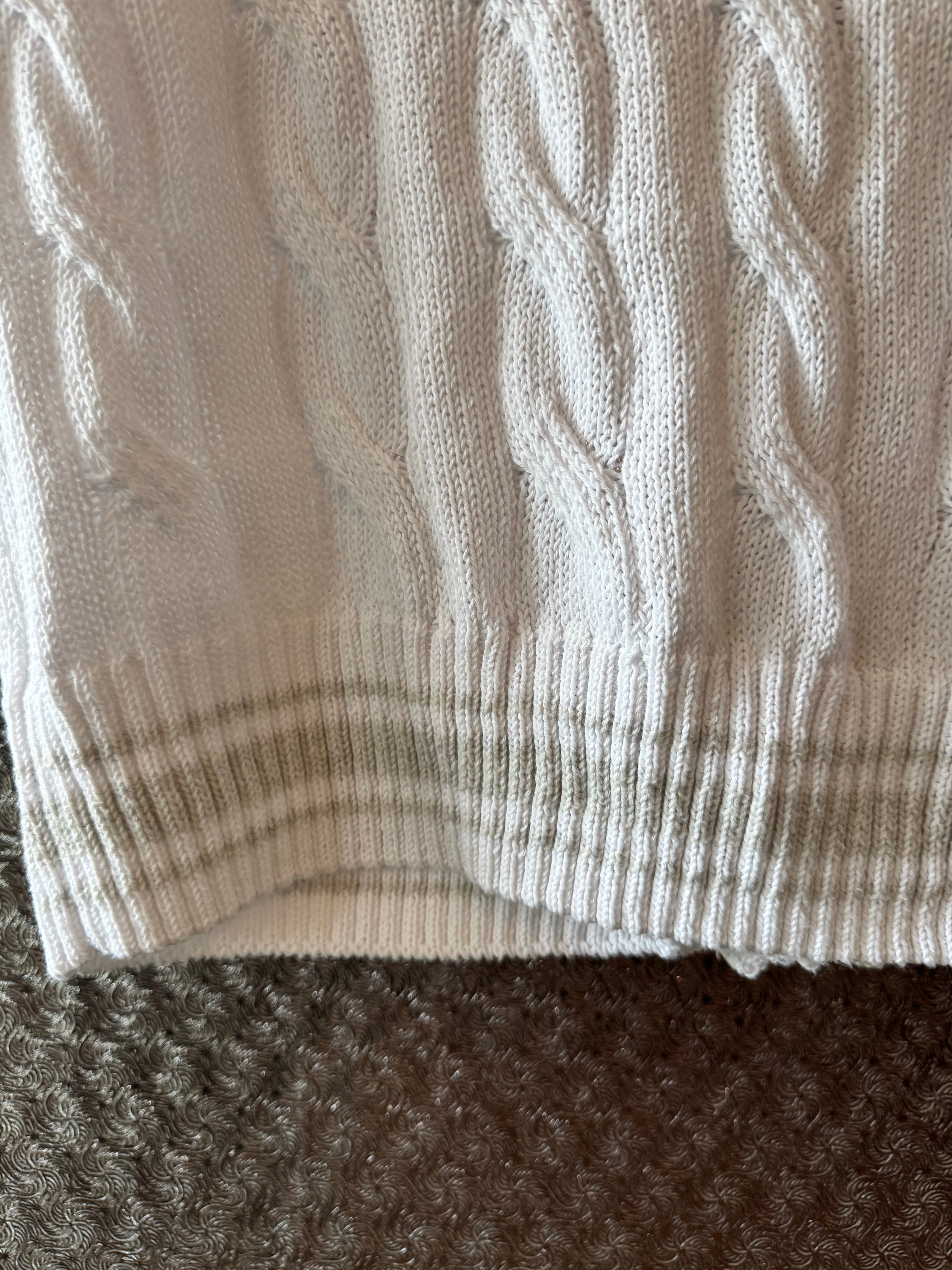 Z Supply Women's L White Cable Knit Sweater Vest Button Front V-Neck