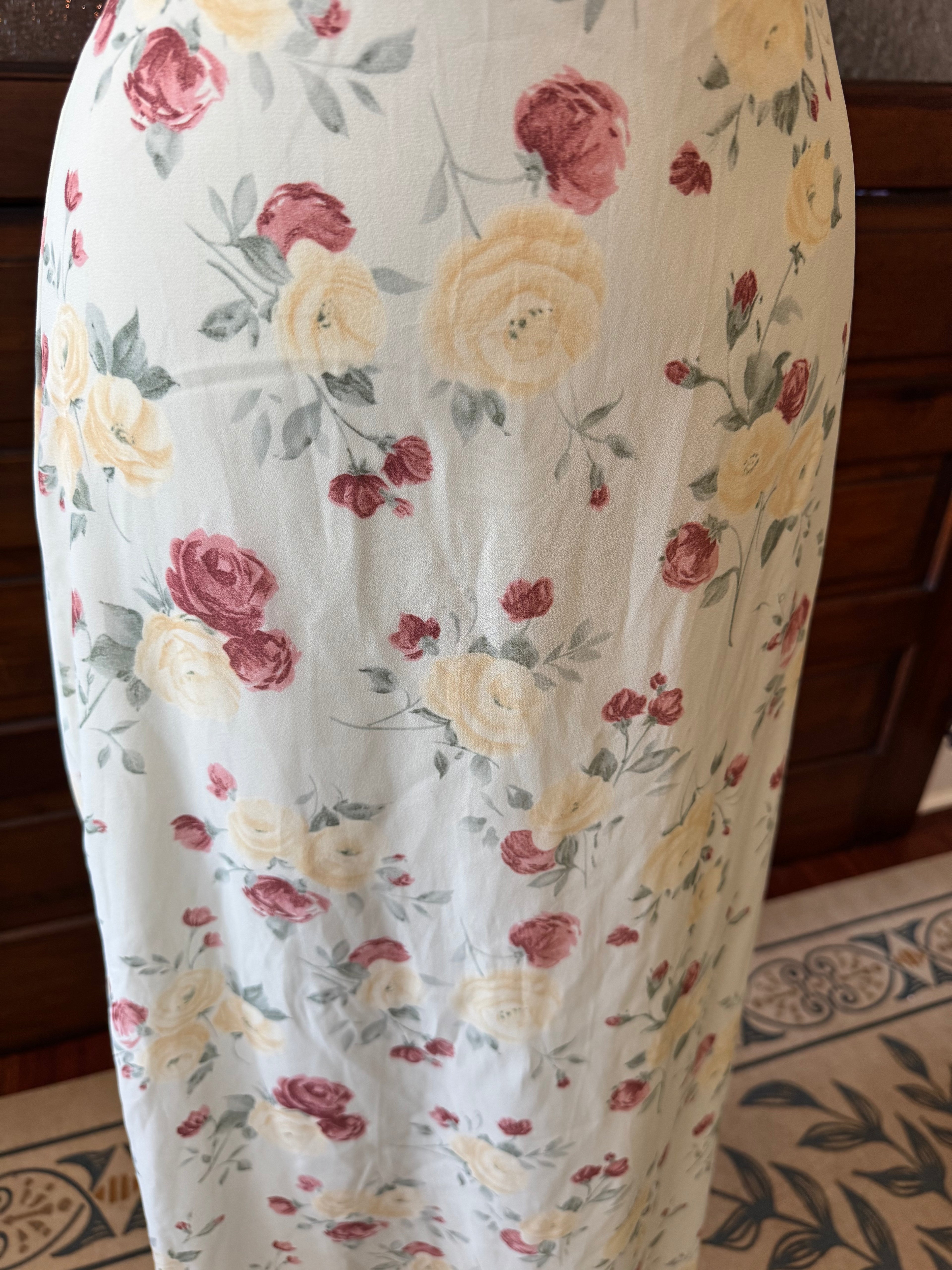 Vintage 1990s Laura Leigh Romantic Rose Floral Maxi Skirt - Medium