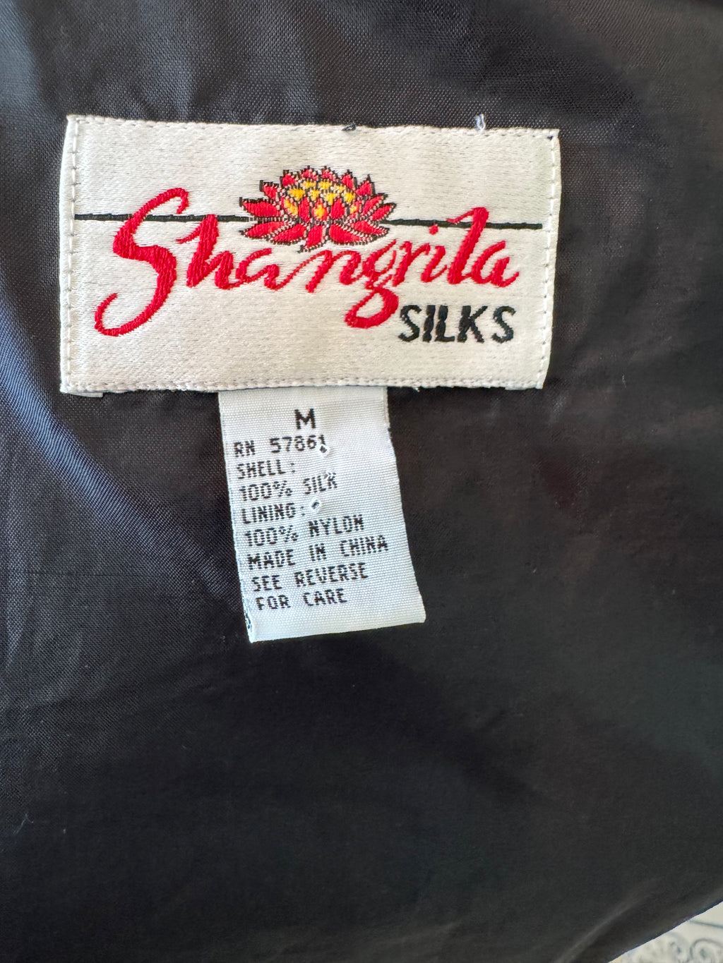 Vintage Shangrila Silk 100% Silk Bomber Jacket M Floral Patchwork Jeweled
