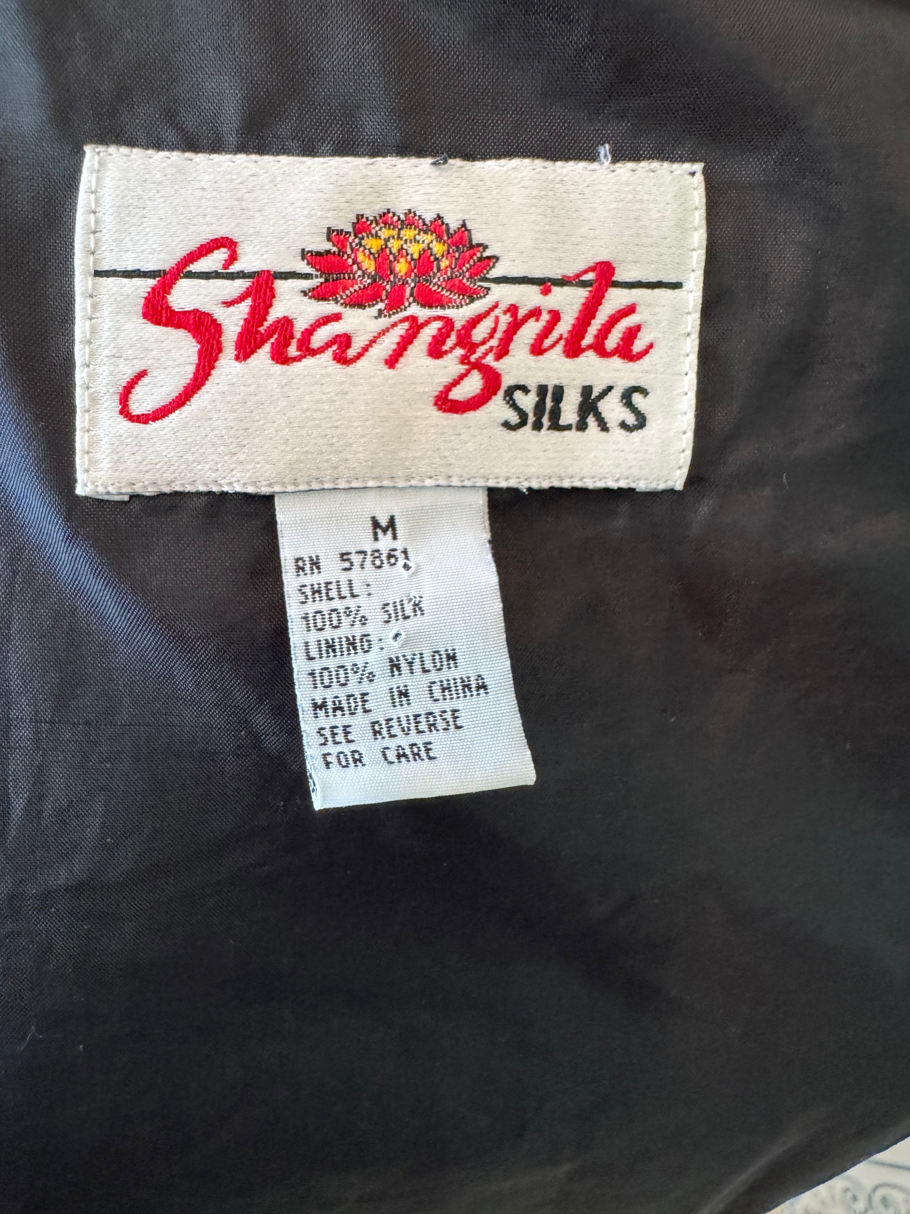 Vintage Shangrila Silk 100% Silk Bomber Jacket M Floral Patchwork Jeweled