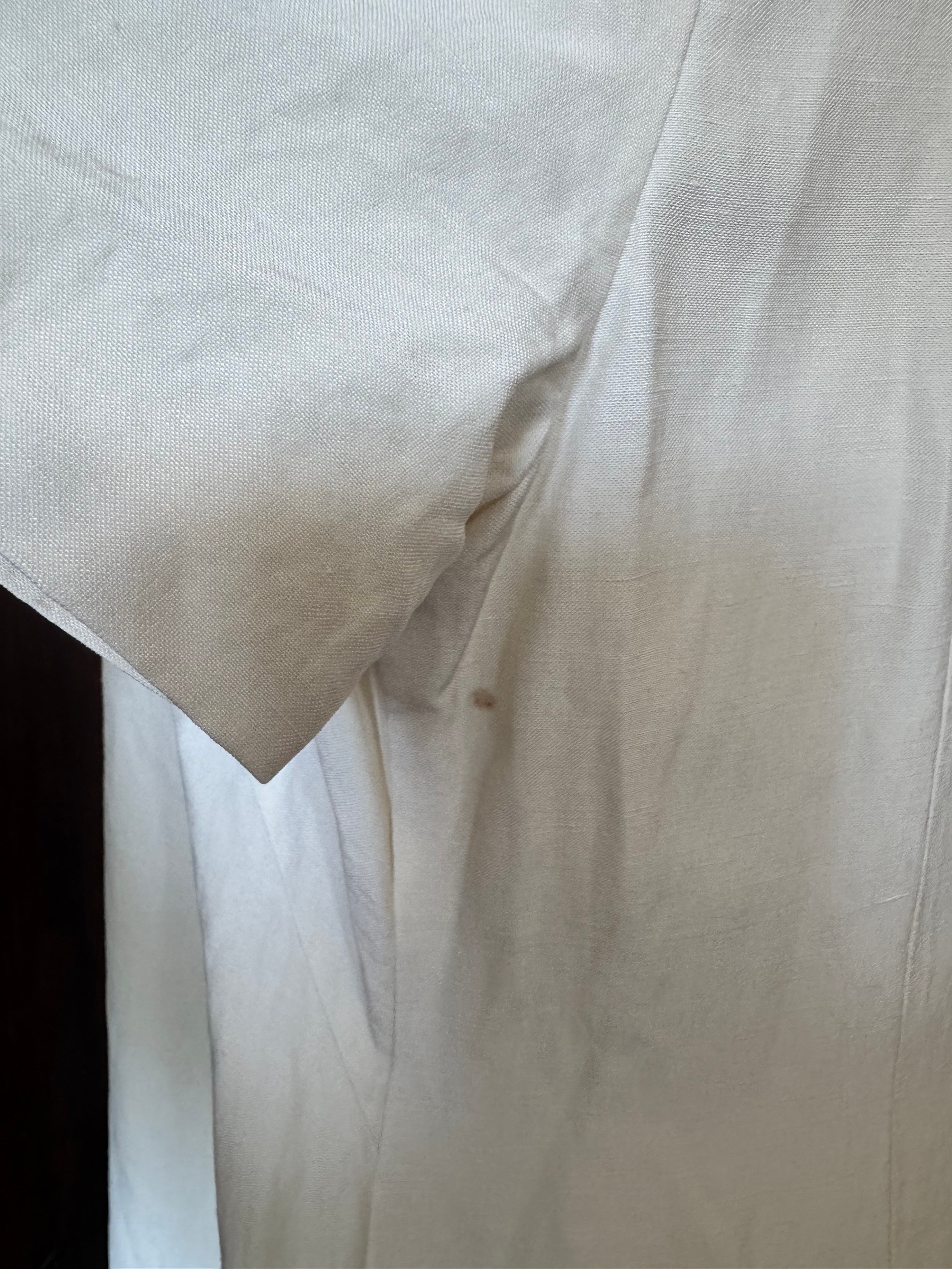 Vintage Laura Ashley Ivory Silk Linen Maxi Dress Size 14 Cottage Minimalist
