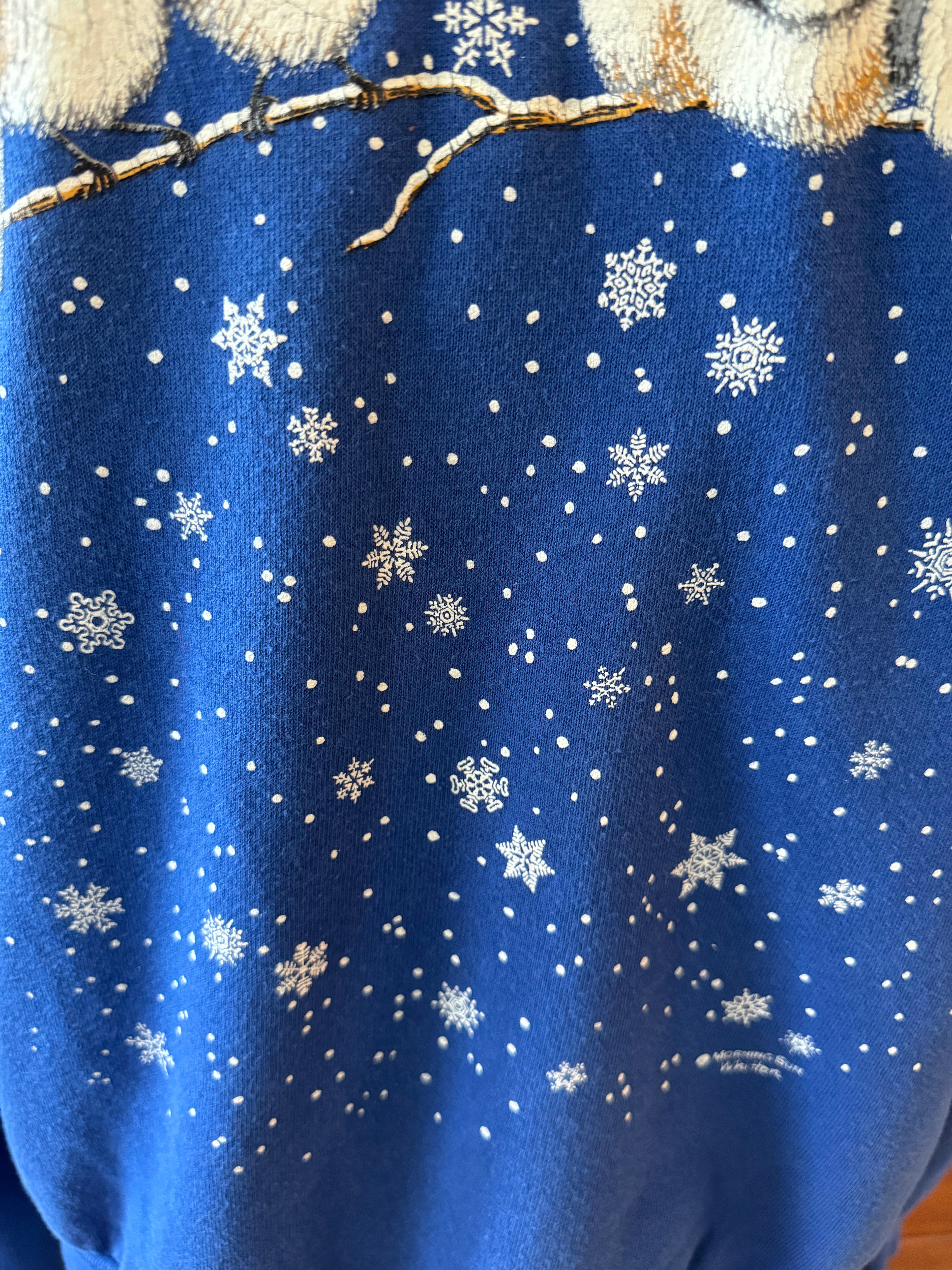 VIntage 90s Coldwater Creek Chickadee Bird Sweatshirt USA Made Blue XL