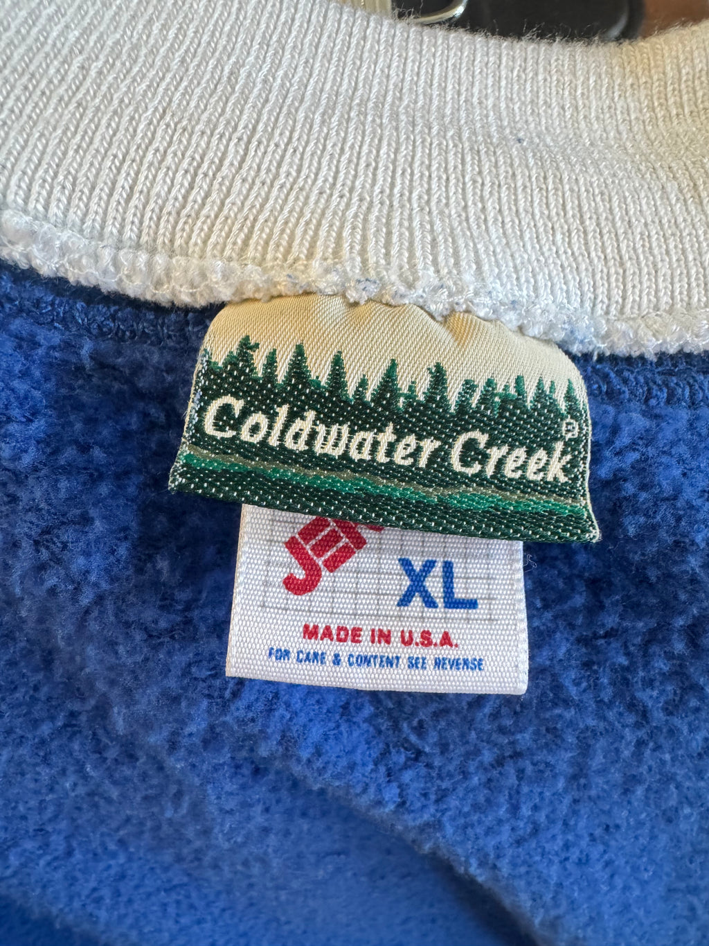 VIntage 90s Coldwater Creek Chickadee Bird Sweatshirt USA Made Blue XL
