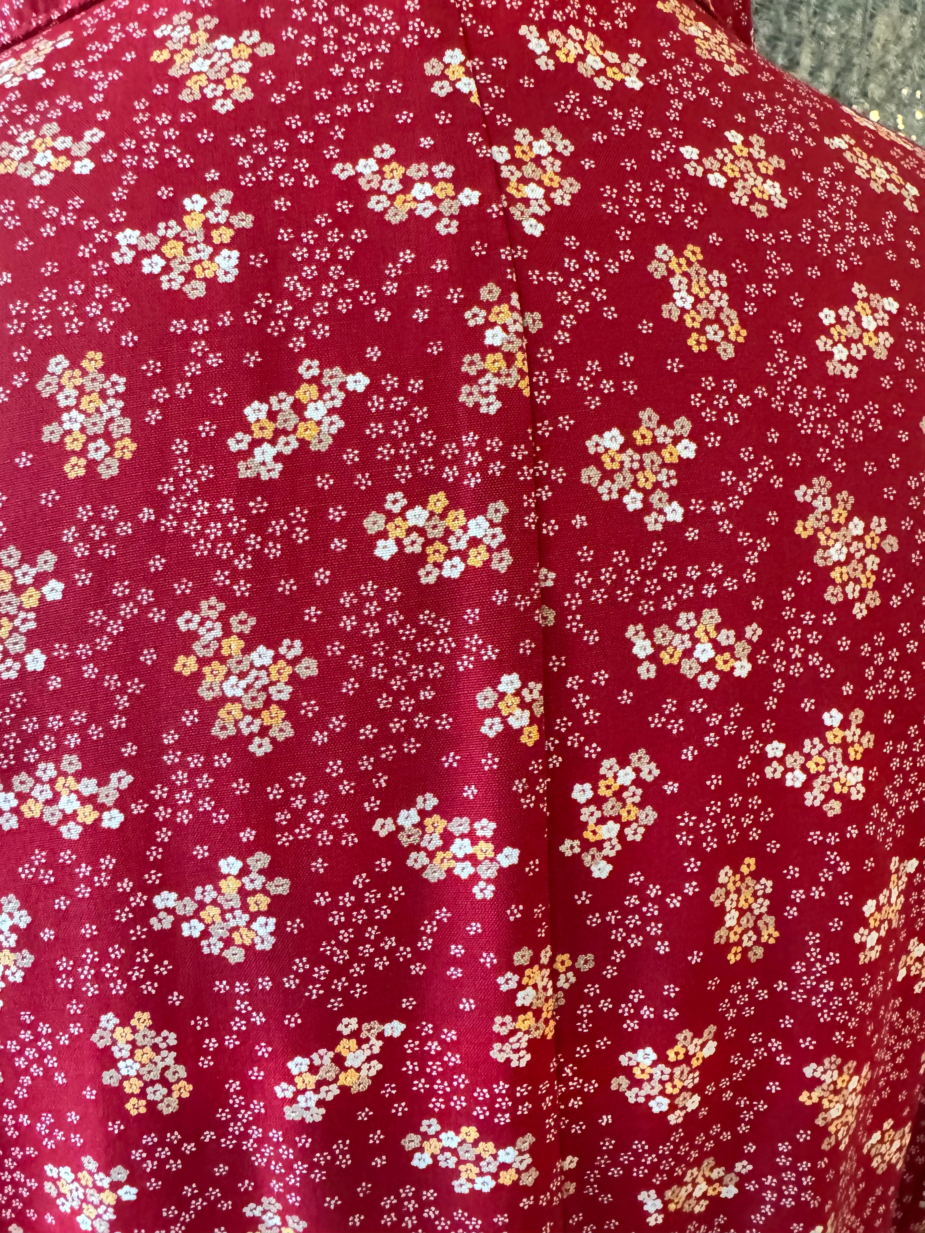 Vintage 90s GAP Red Floral Rayon Button Front Shirt Dress Women's L