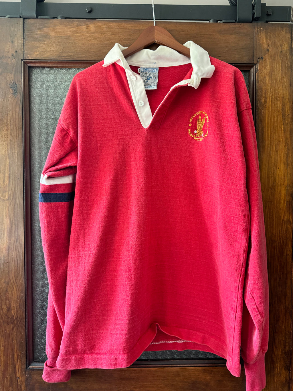 VIntage 80s Lands' End USA Rugby Football Union Shirt XXL Made in USA Cotton
