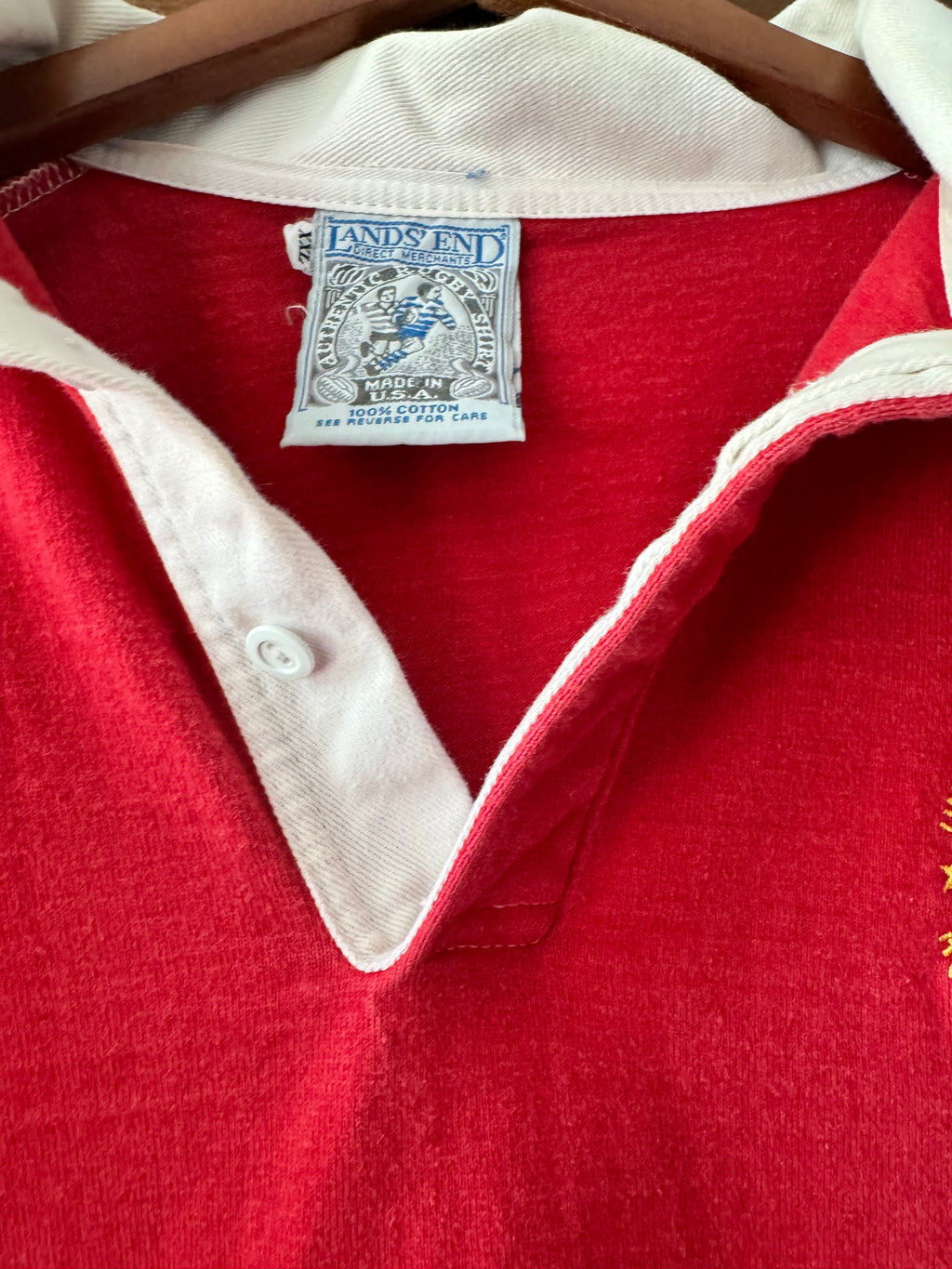 VIntage 80s Lands' End USA Rugby Football Union Shirt XXL Made in USA Cotton