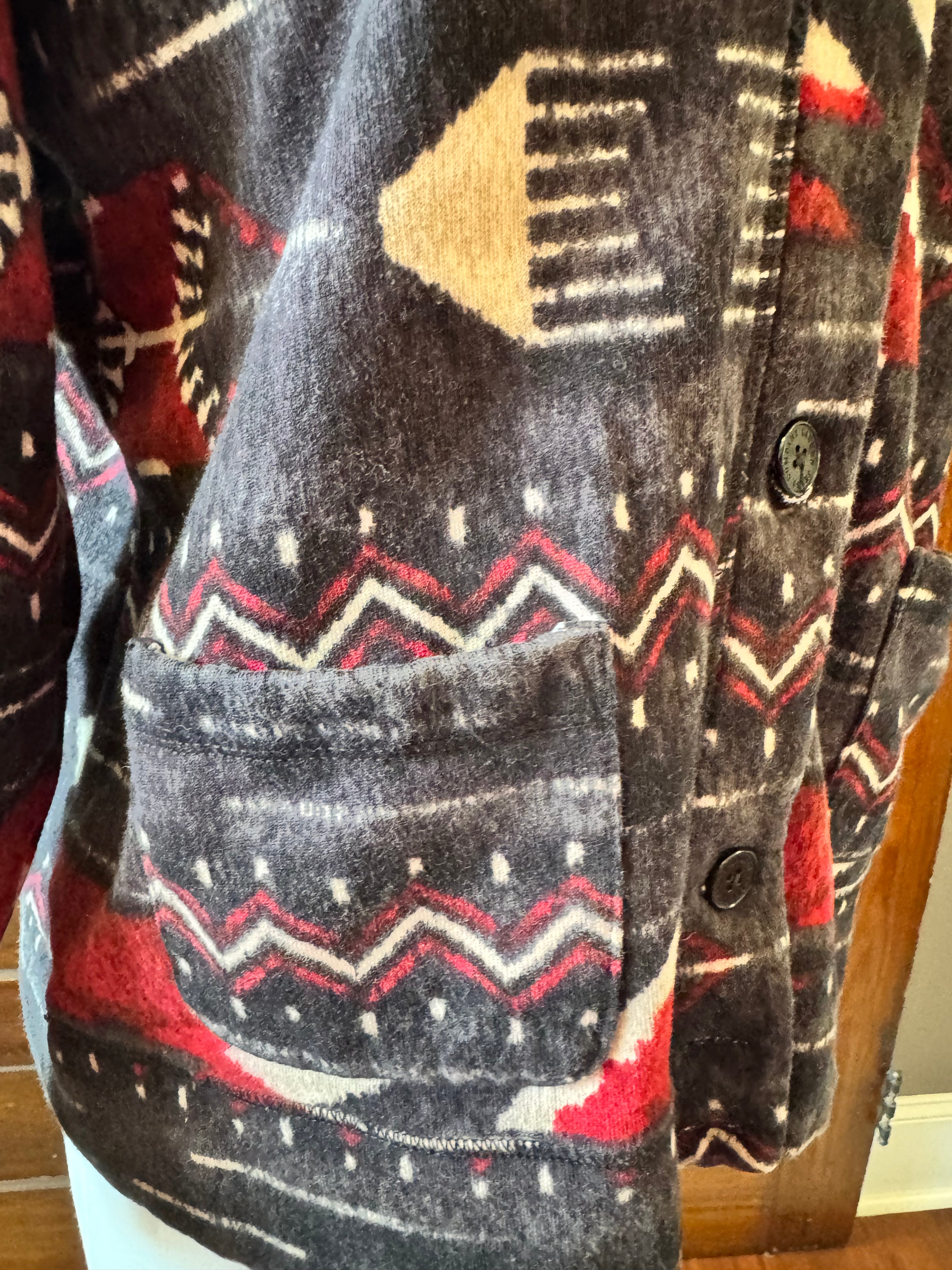 Lauren Jeans Co. Ralph Lauren 1x Southwestern Print Fleece Jacket Cotton Blend