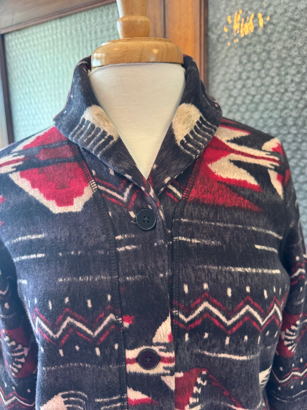 Lauren Jeans Co. Ralph Lauren 1x Southwestern Print Fleece Jacket Cotton Blend