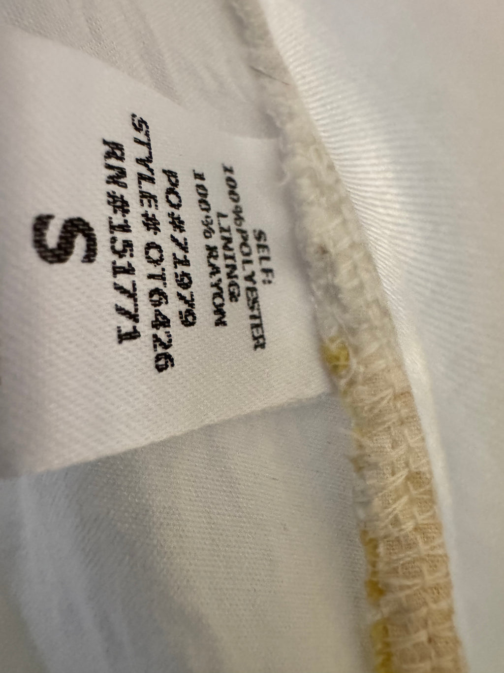Gilli Women's Small Geometric Lace Top Yellow White Tan Sheer Short Sleeve