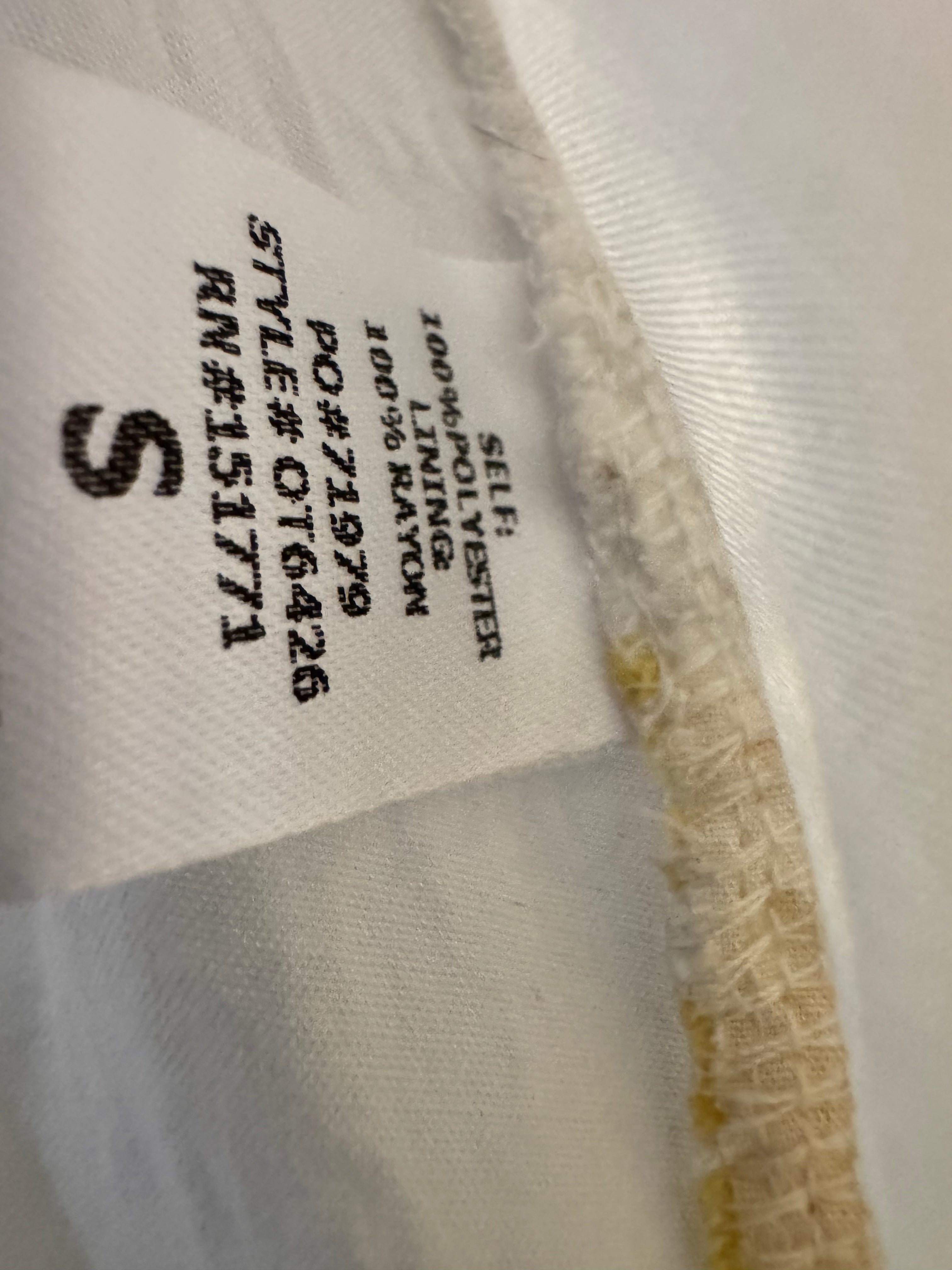 Gilli Women's Small Geometric Lace Top Yellow White Tan Sheer Short Sleeve