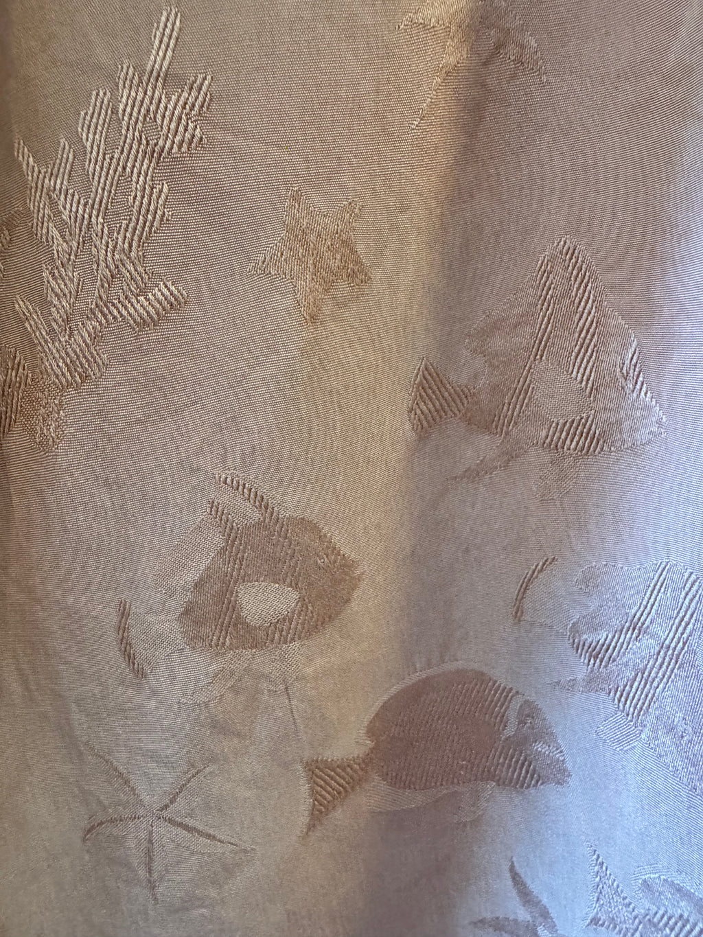 Riscatto Men's XL 100% Silk Peach Jacquard Tropical Fish Camp Shirt