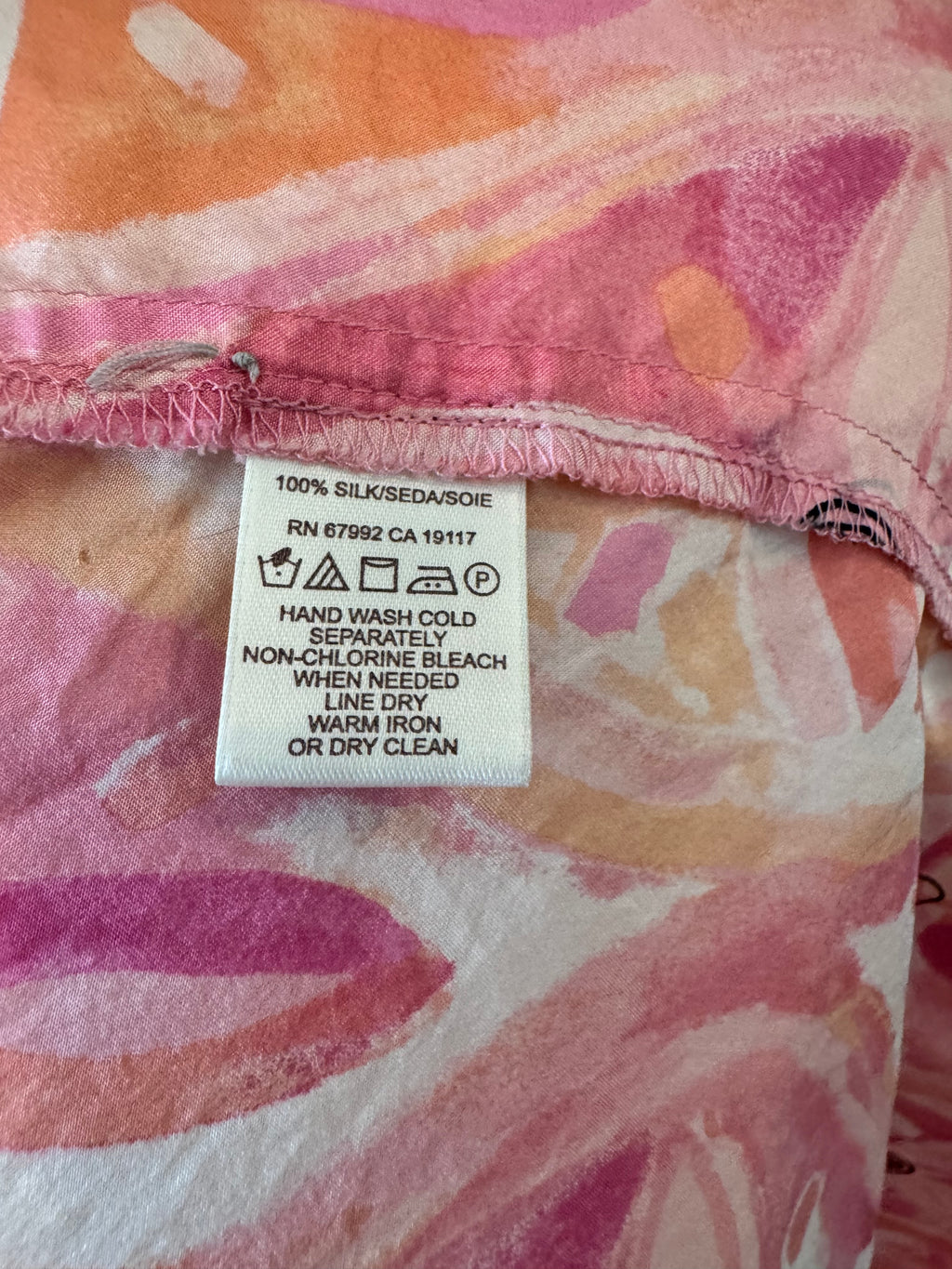 Sigrid Olsen Collection 100% Silk Pink Floral Button-Up Blouse Women's 1X