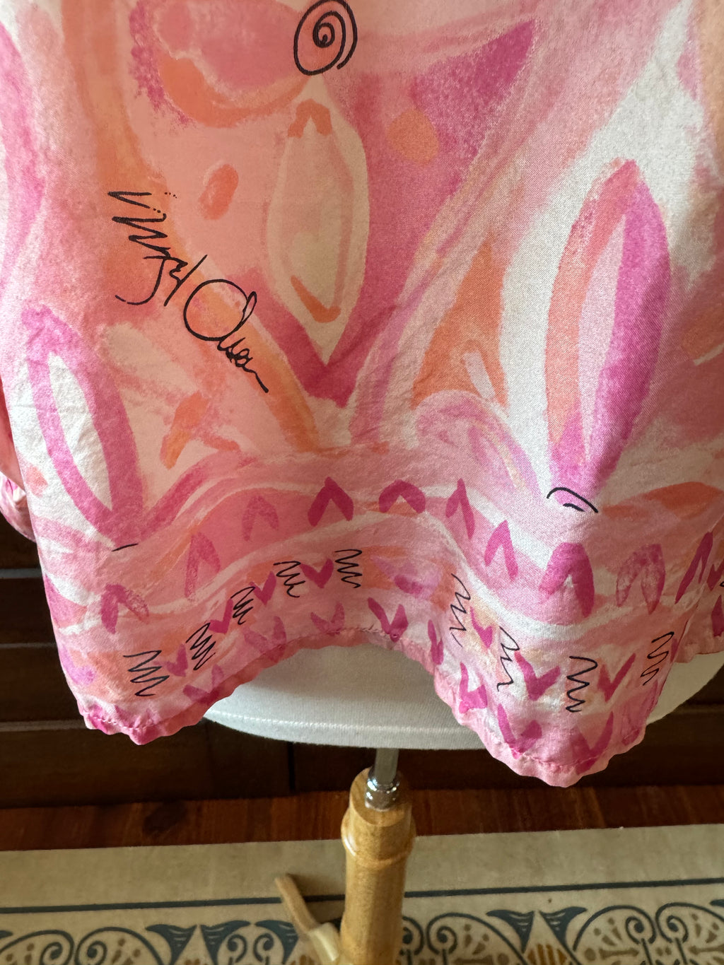 Sigrid Olsen Collection 100% Silk Pink Floral Button-Up Blouse Women's 1X