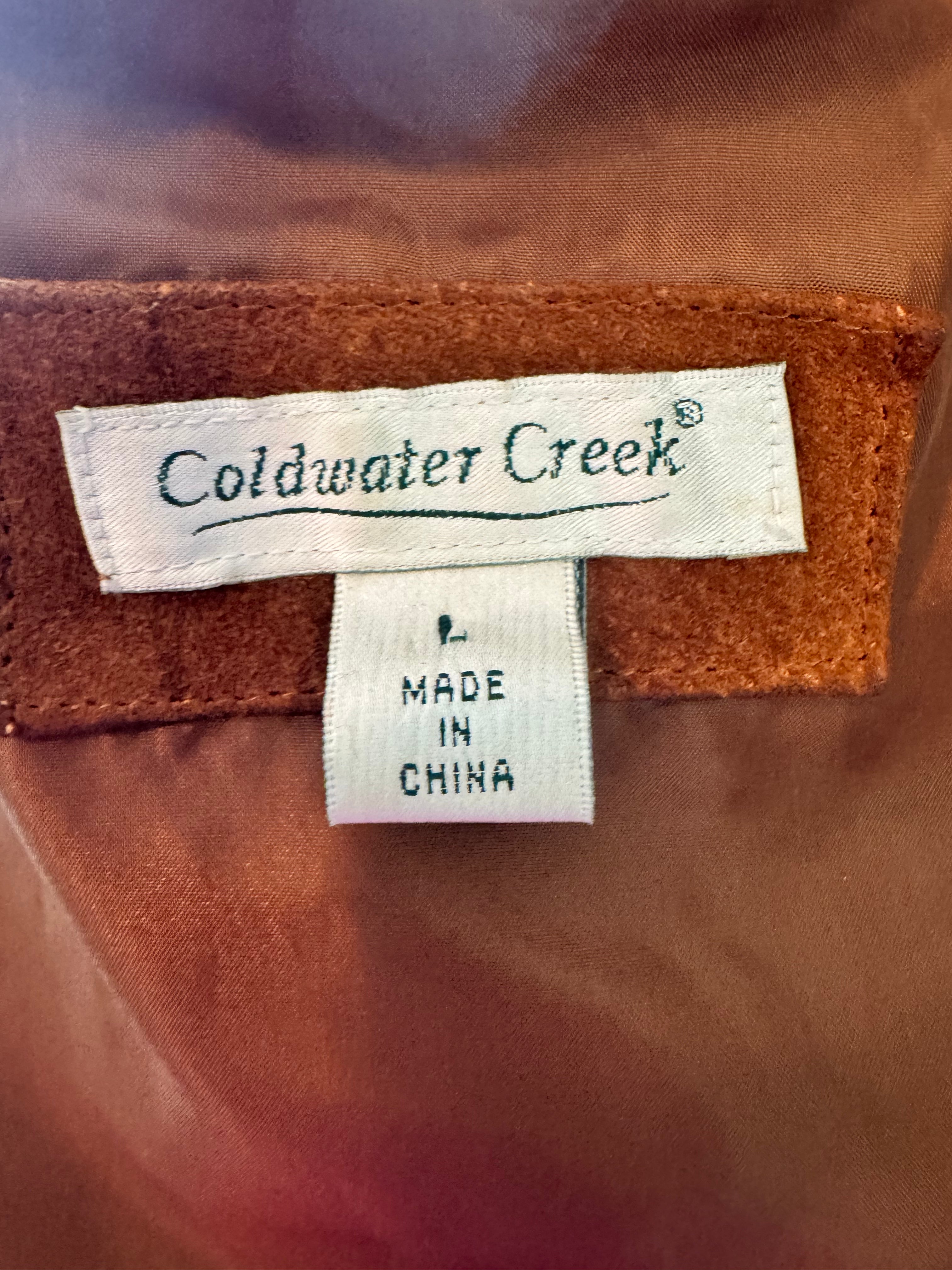 Coldwater Creek Women's L Brown Genuine Suede Leather Zip Jacket