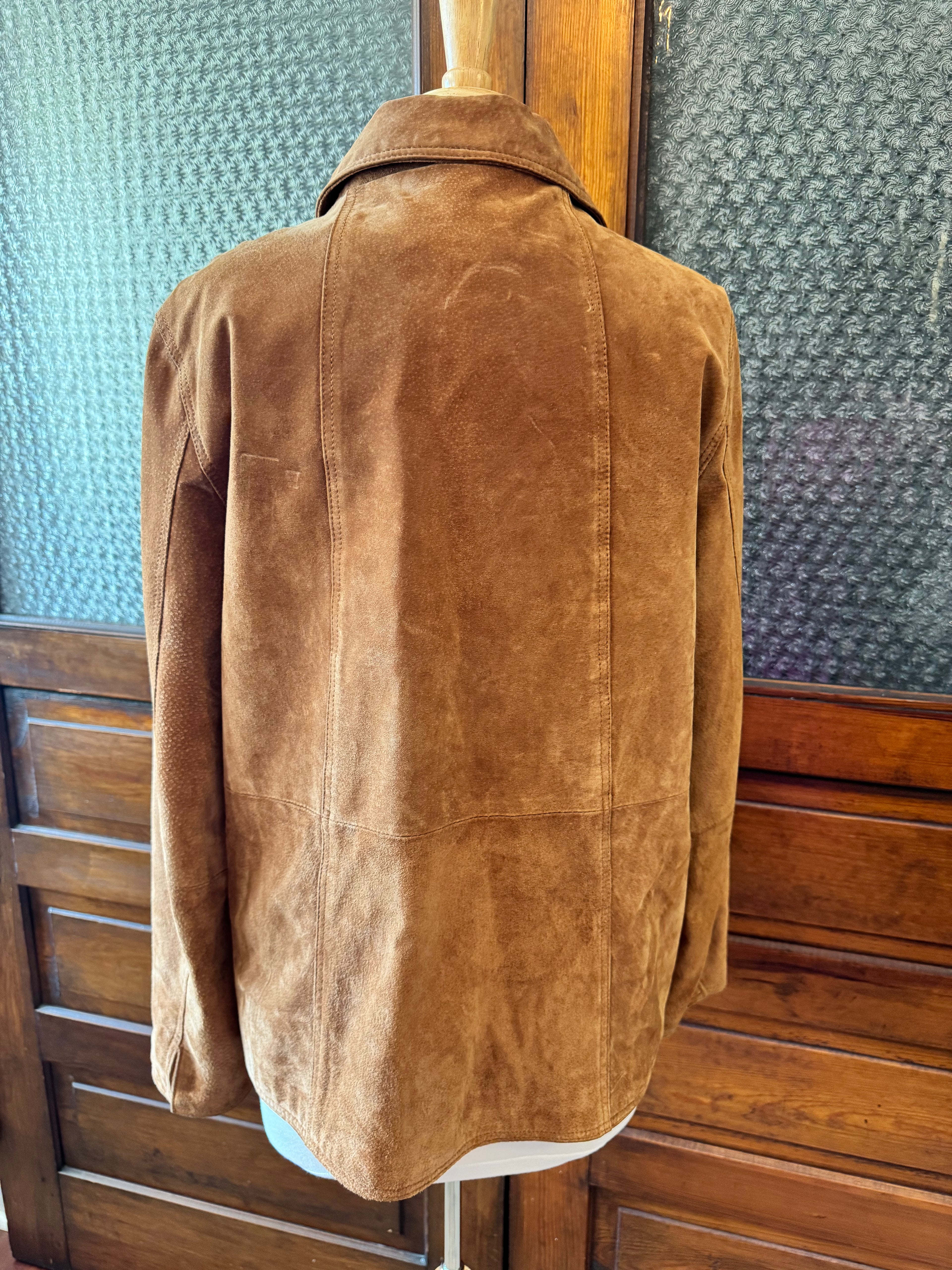Coldwater Creek Women's L Brown Genuine Suede Leather Zip Jacket