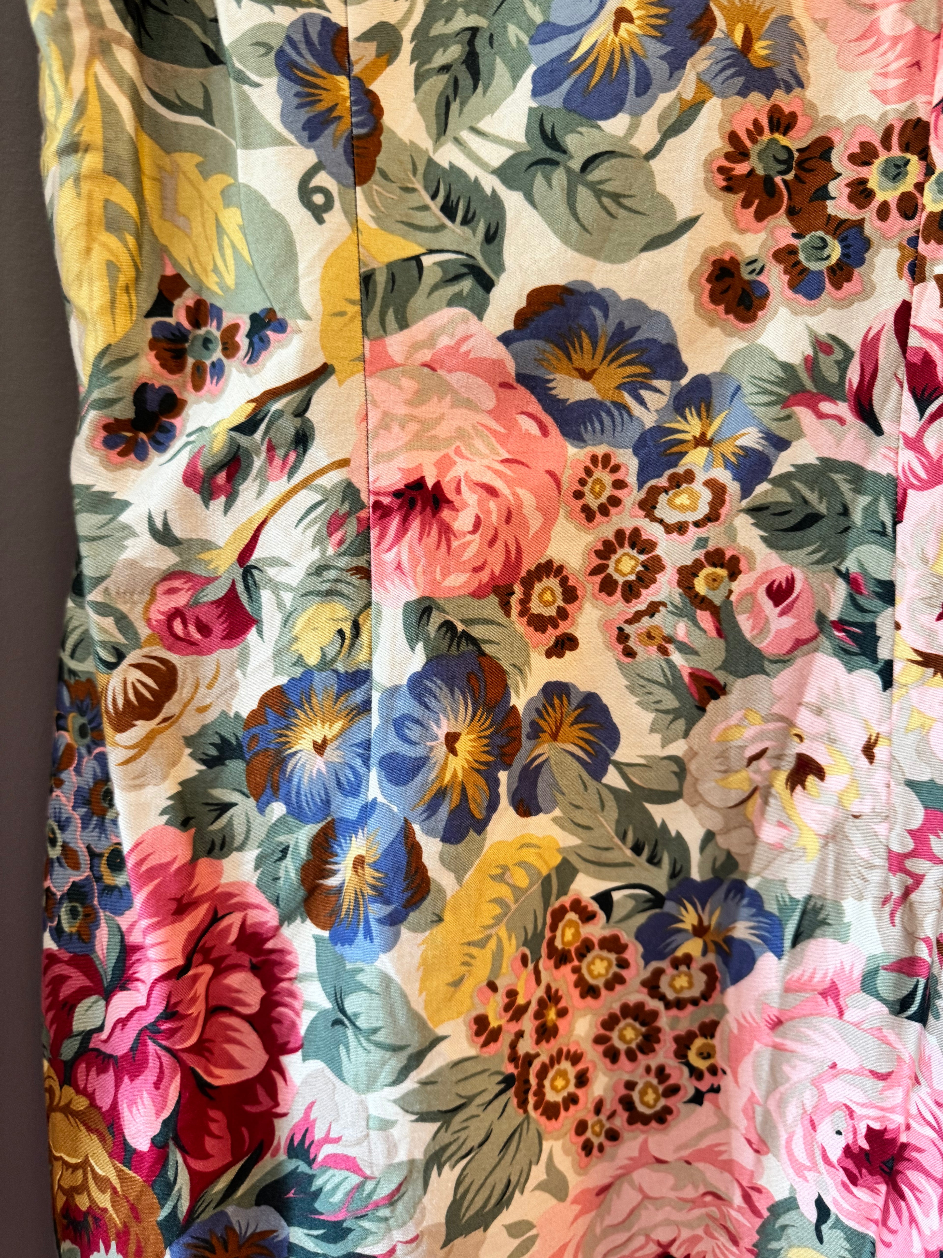 Vintage Misty Lane Floral Cotton Sheath Dress Size 7/8 Made in USA