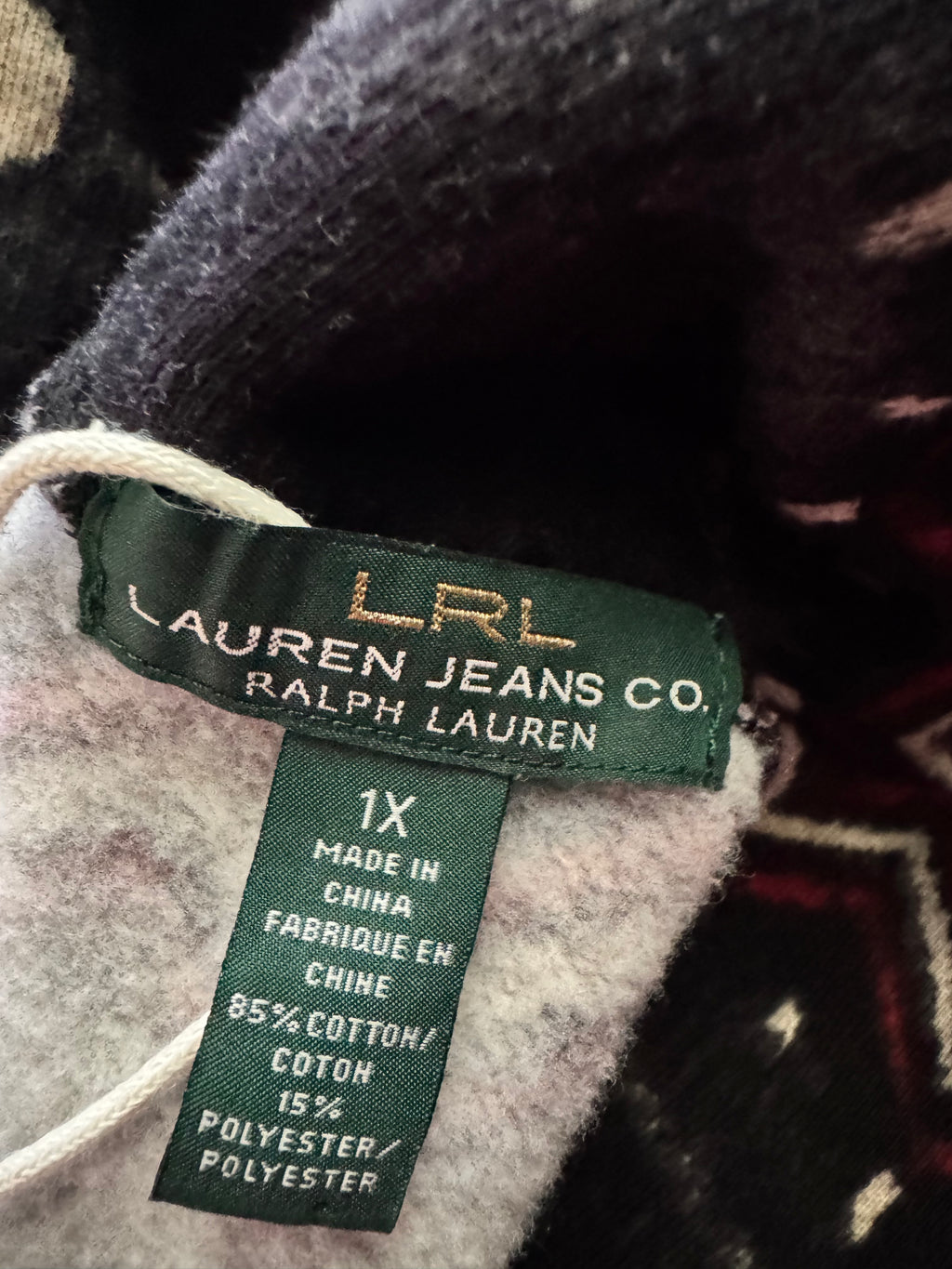 Lauren Jeans Co. Ralph Lauren 1x Southwestern Print Fleece Jacket Cotton Blend