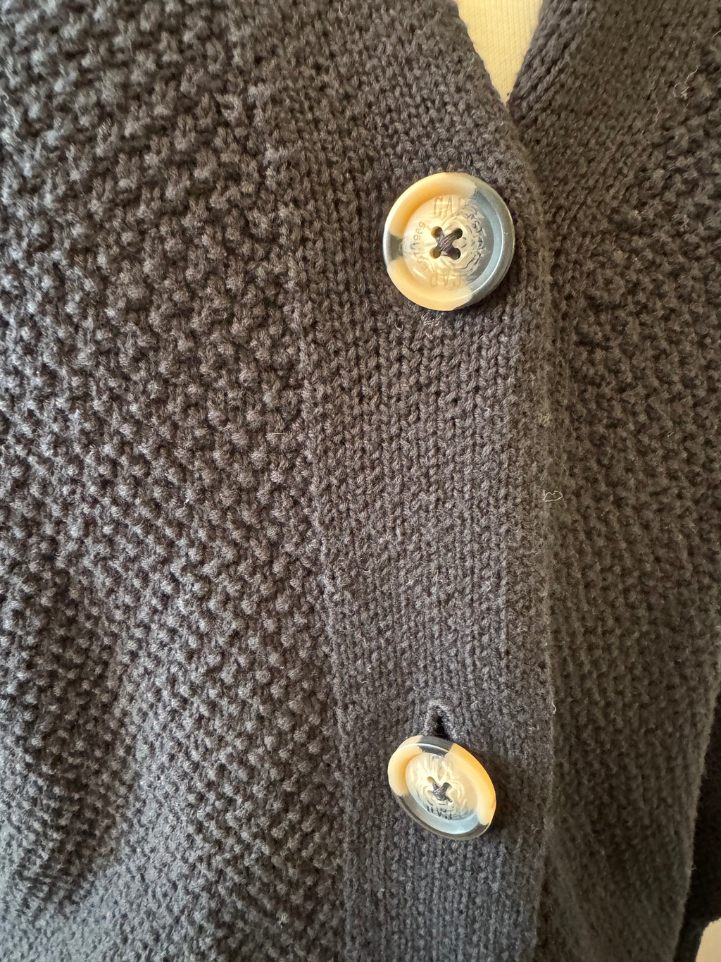 Vintage GAP Black 100% Cotton Textured Knit Cardigan Sweater