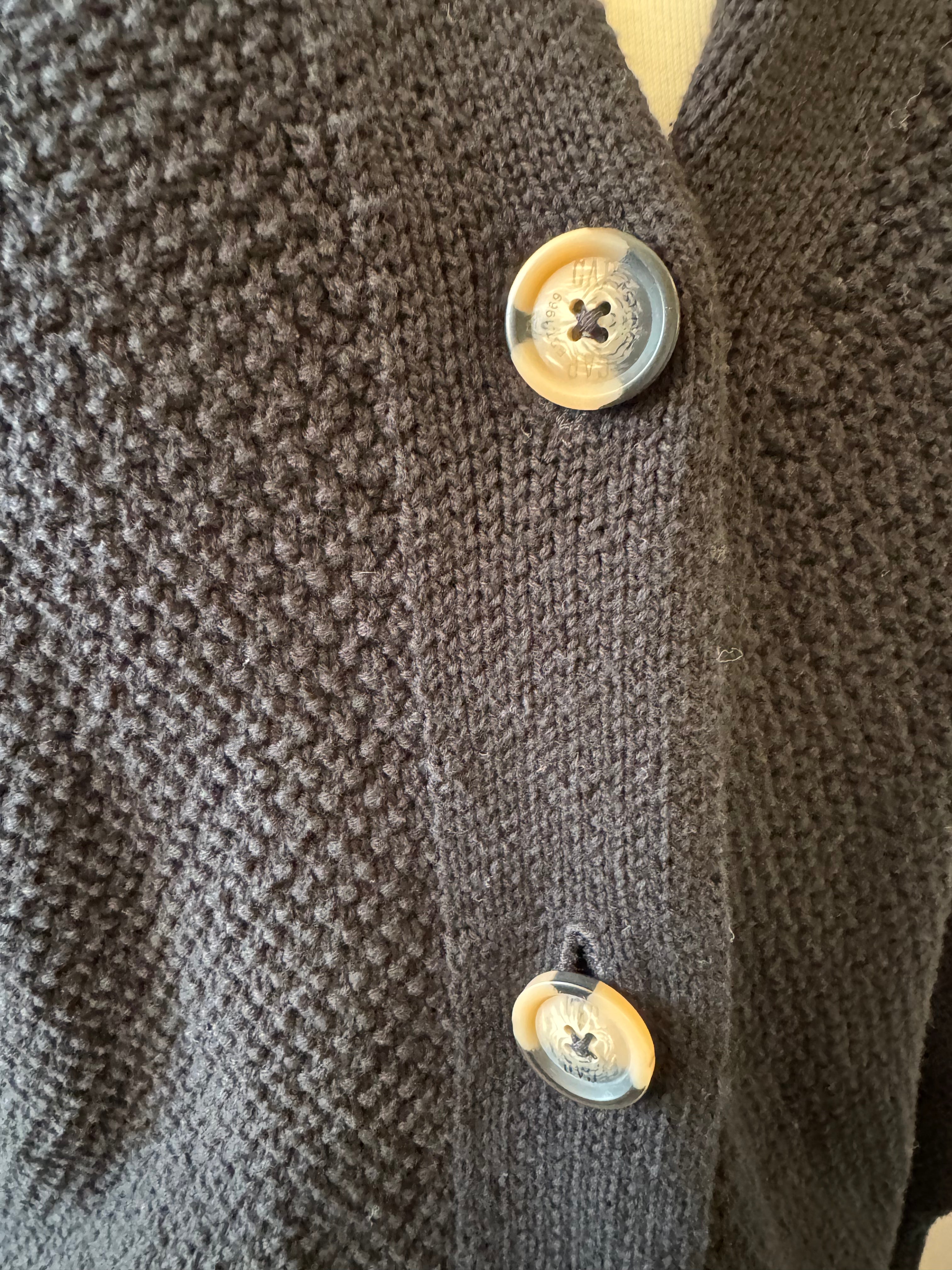 Vintage GAP Black 100% Cotton Textured Knit Cardigan Sweater