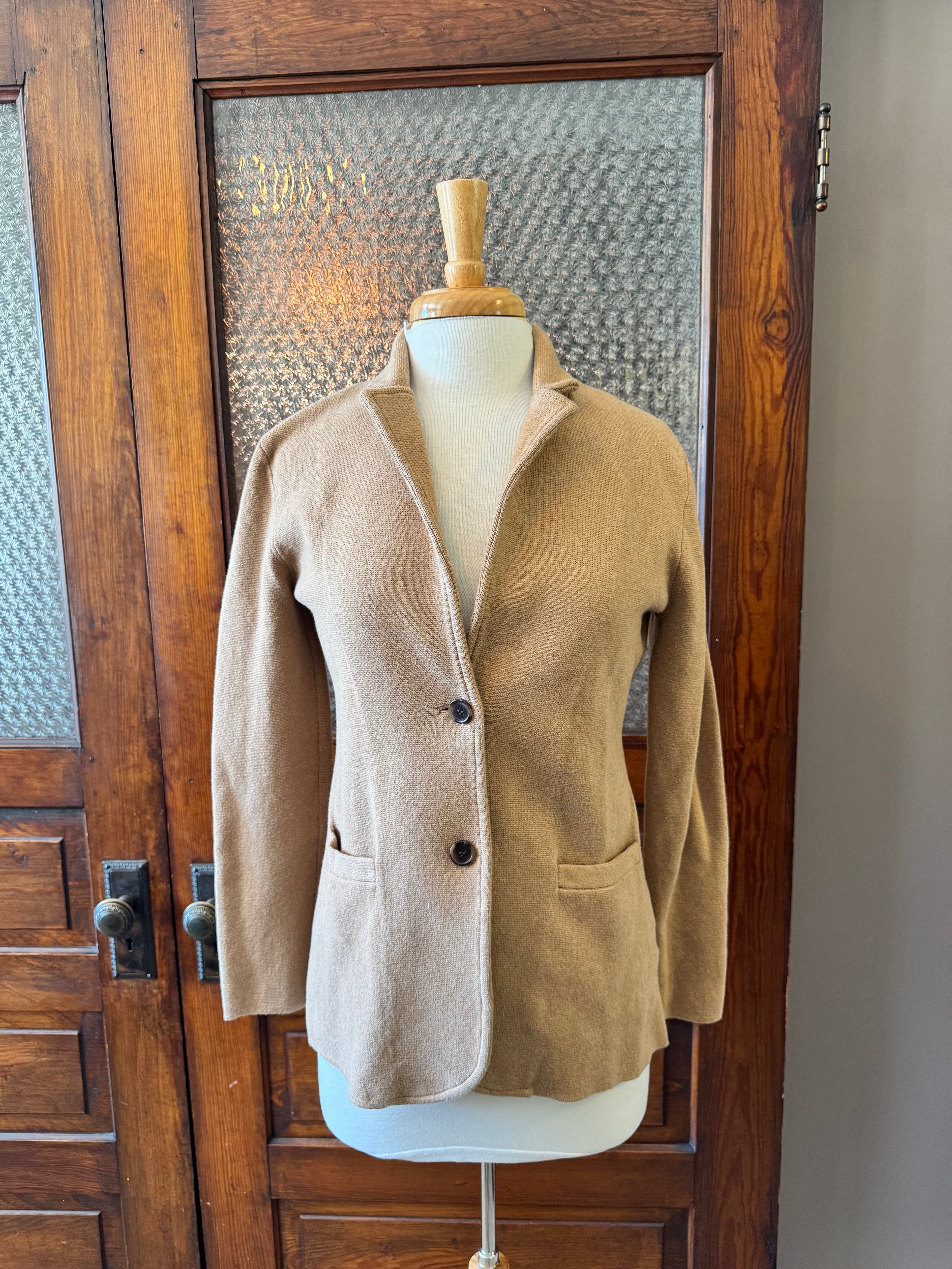 J.Crew Re-Imagined Camel Cotton Knit Blazer Jacket Women's Medium