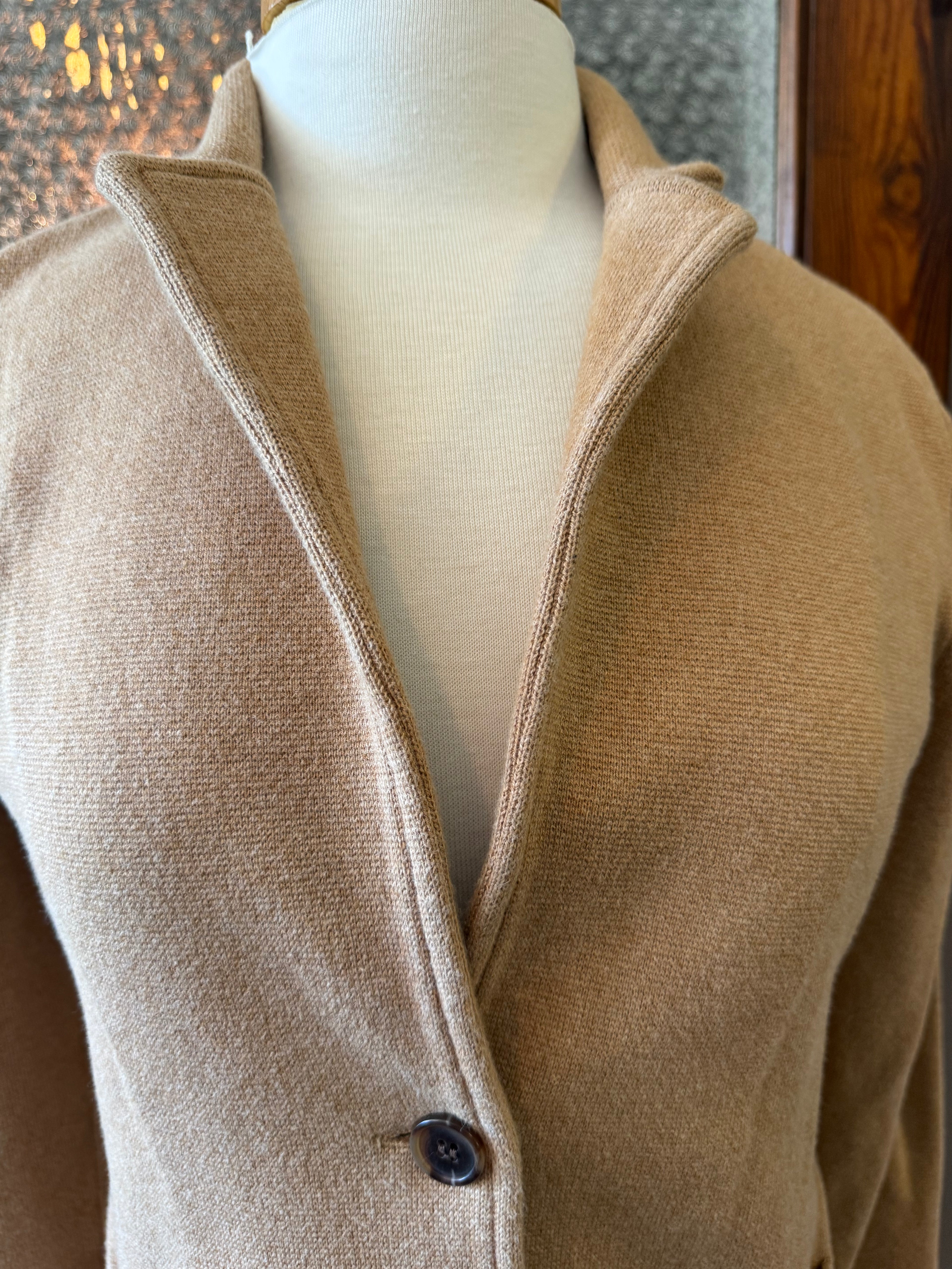 J.Crew Re-Imagined Camel Cotton Knit Blazer Jacket Women's Medium