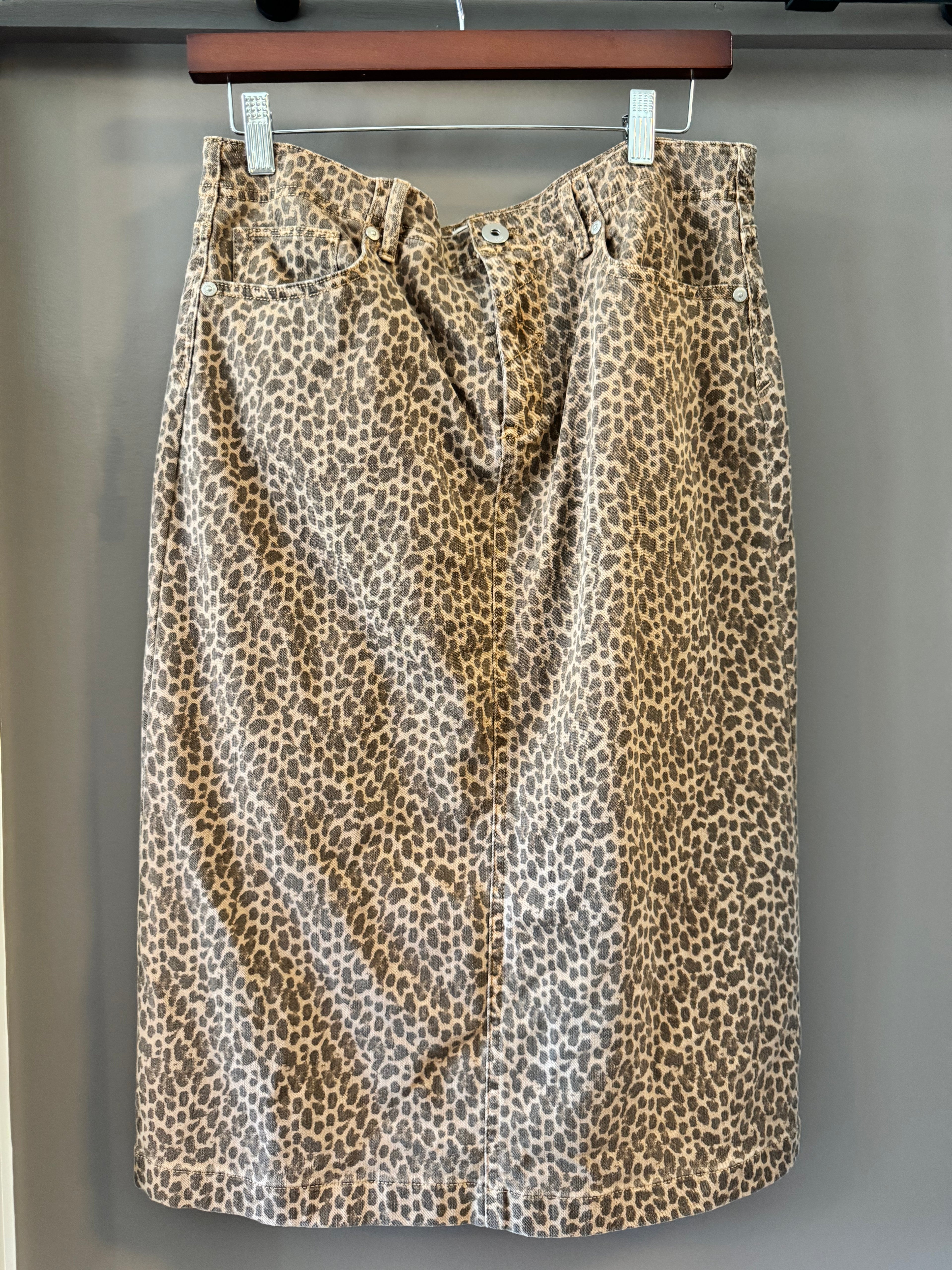 J. Jill Denim Leopard Print Pencil Skirt Size 8