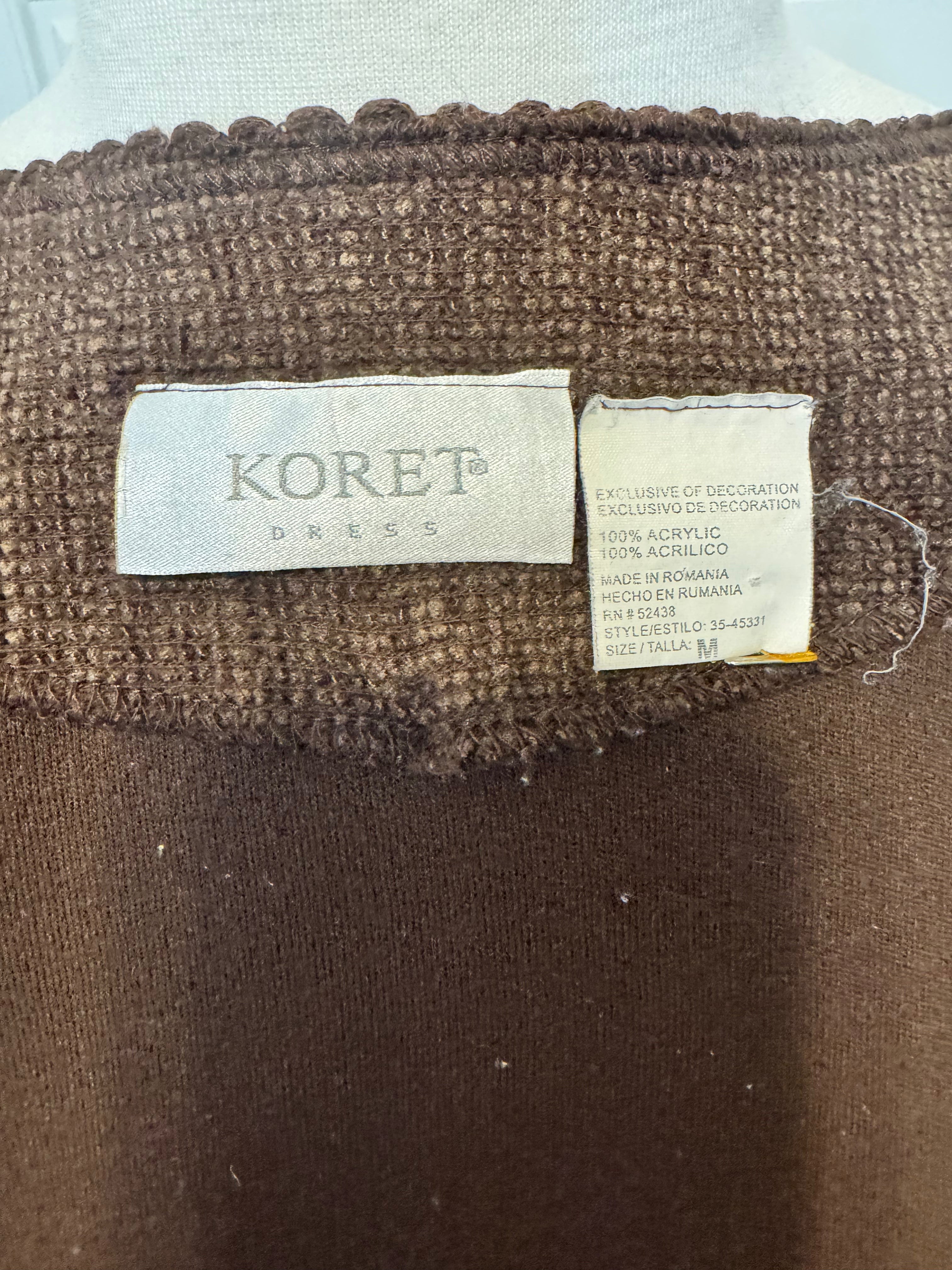 Vintage Koret Brown Embroidered Floral Cardigan Medium