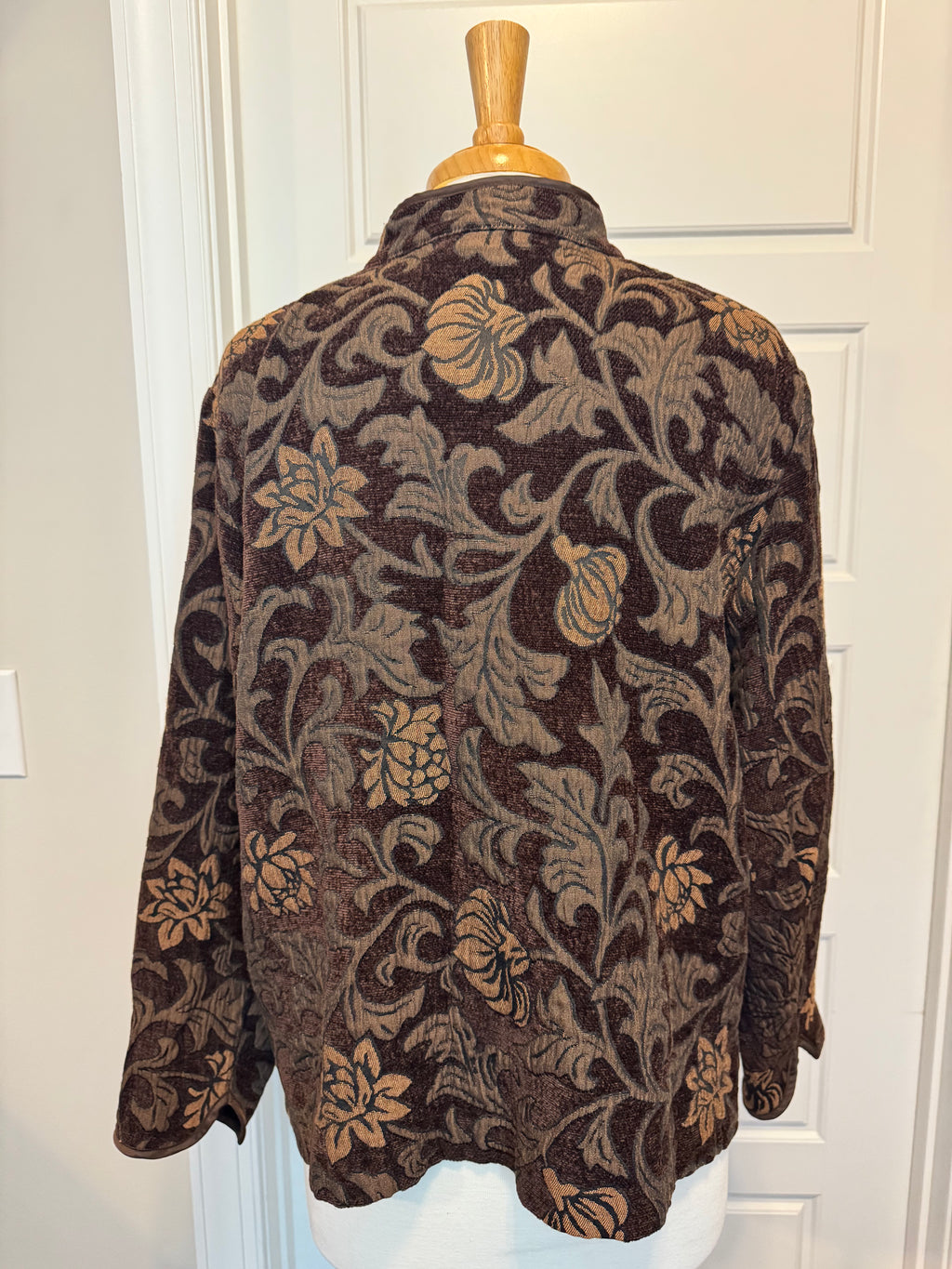 Vintage Briggs New York Tapestry Jacket 18W Brown & Copper Jacquard