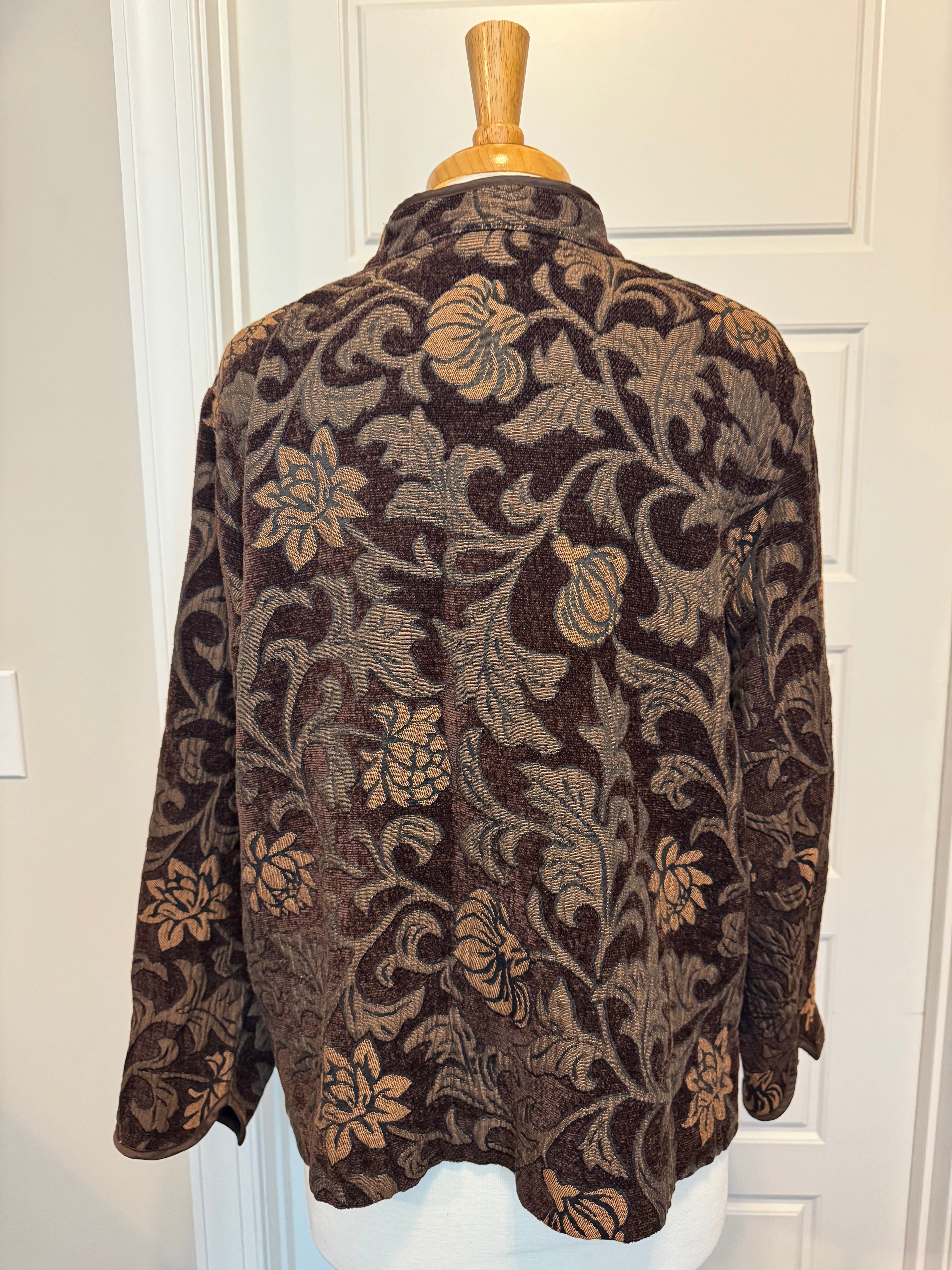 Vintage Briggs New York Tapestry Jacket 18W Brown & Copper Jacquard
