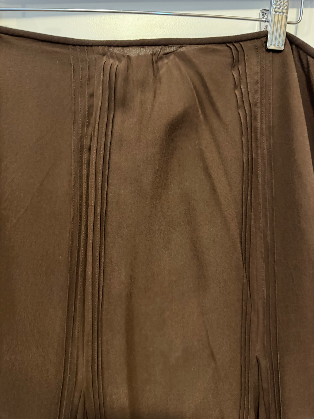 Vintage Lauren Ralph Lauren Brown 100% Silk Flared Maxi Skirt Size 12