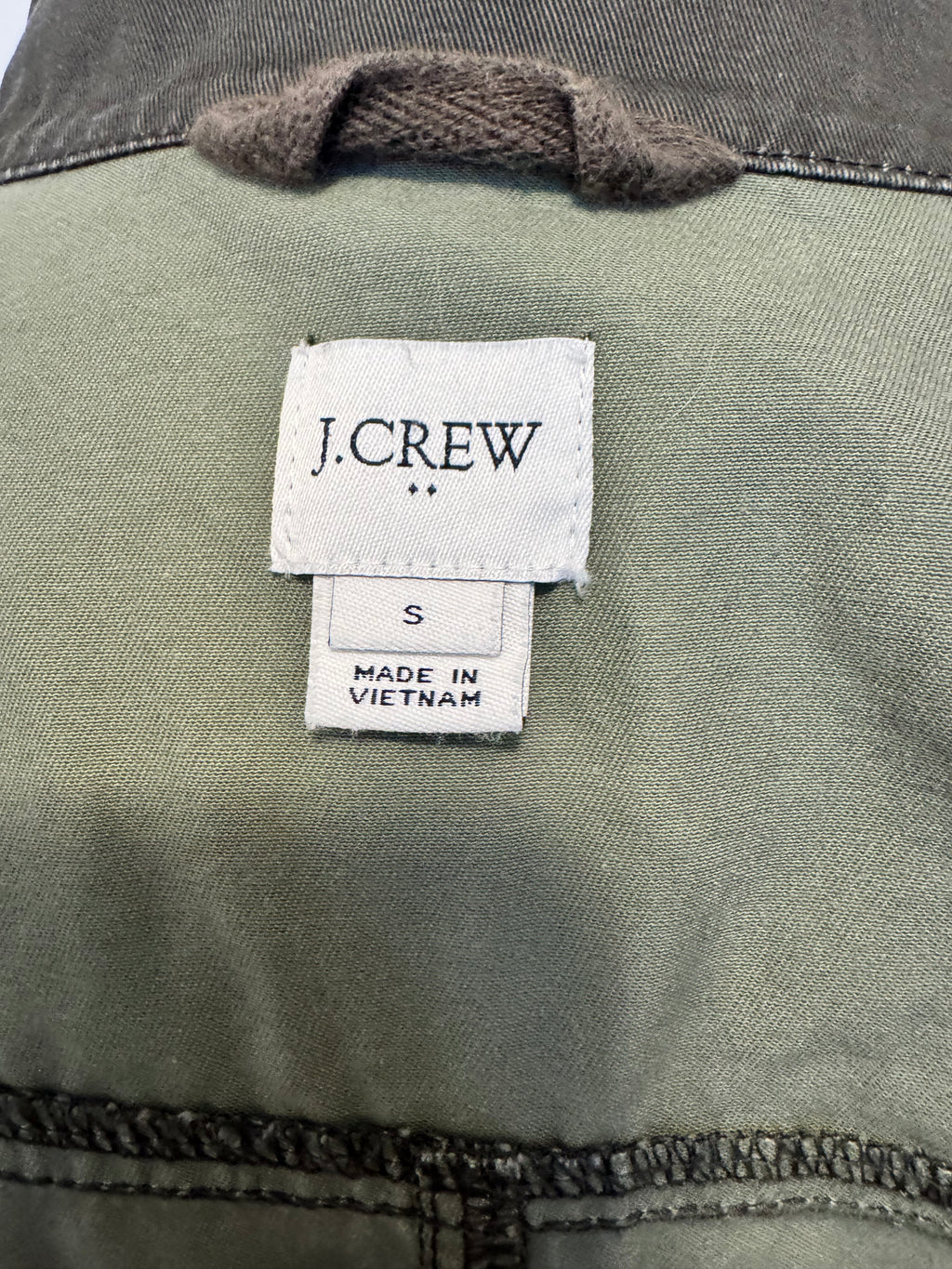 J.Crew 2018 Field Jacket s S Olive Green Resin Coated Cotton Utility 27584