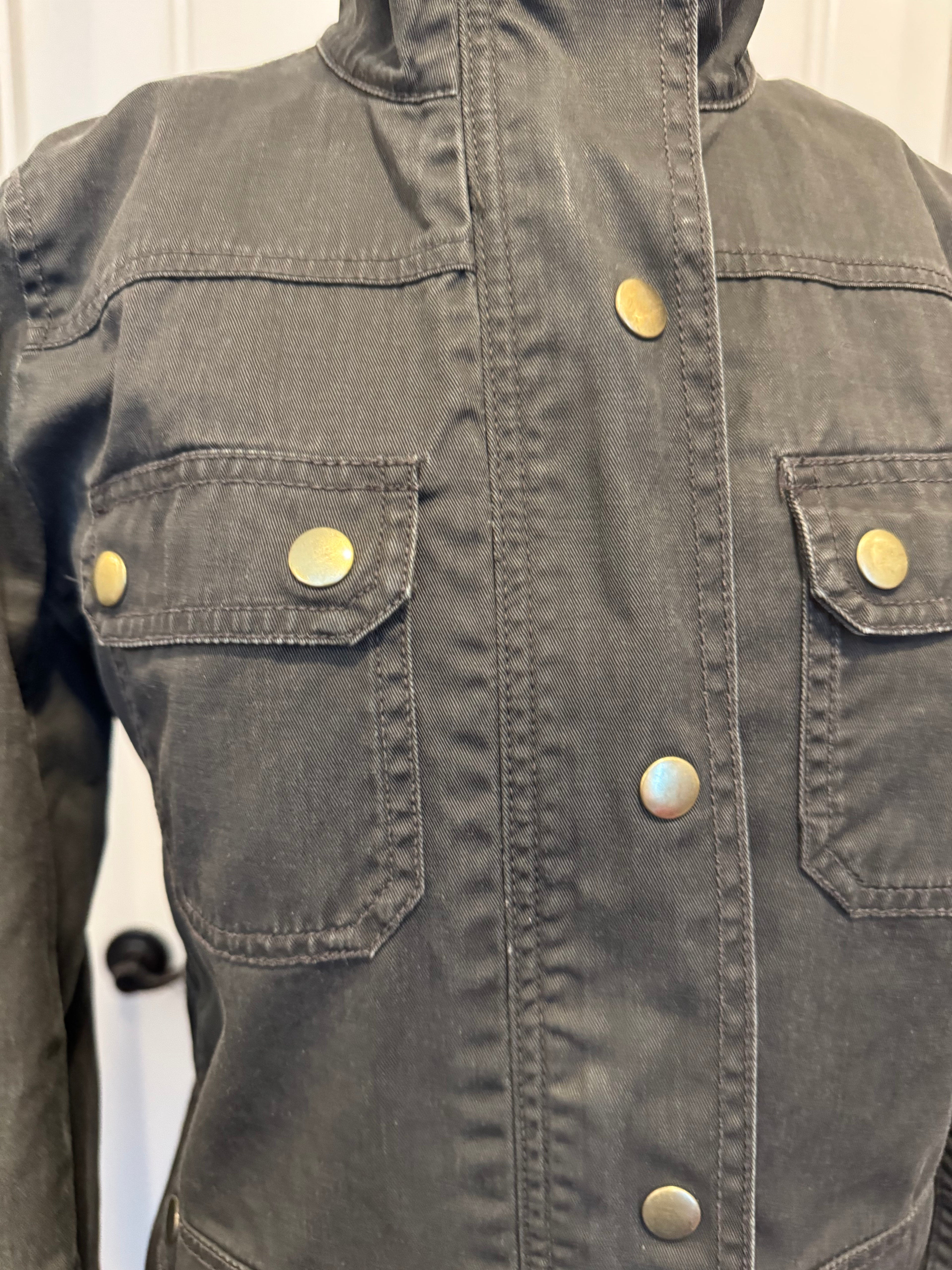 J.Crew 2018 Field Jacket s S Olive Green Resin Coated Cotton Utility 27584