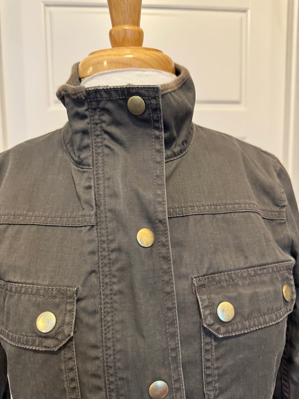 J.Crew 2018 Field Jacket s S Olive Green Resin Coated Cotton Utility 27584