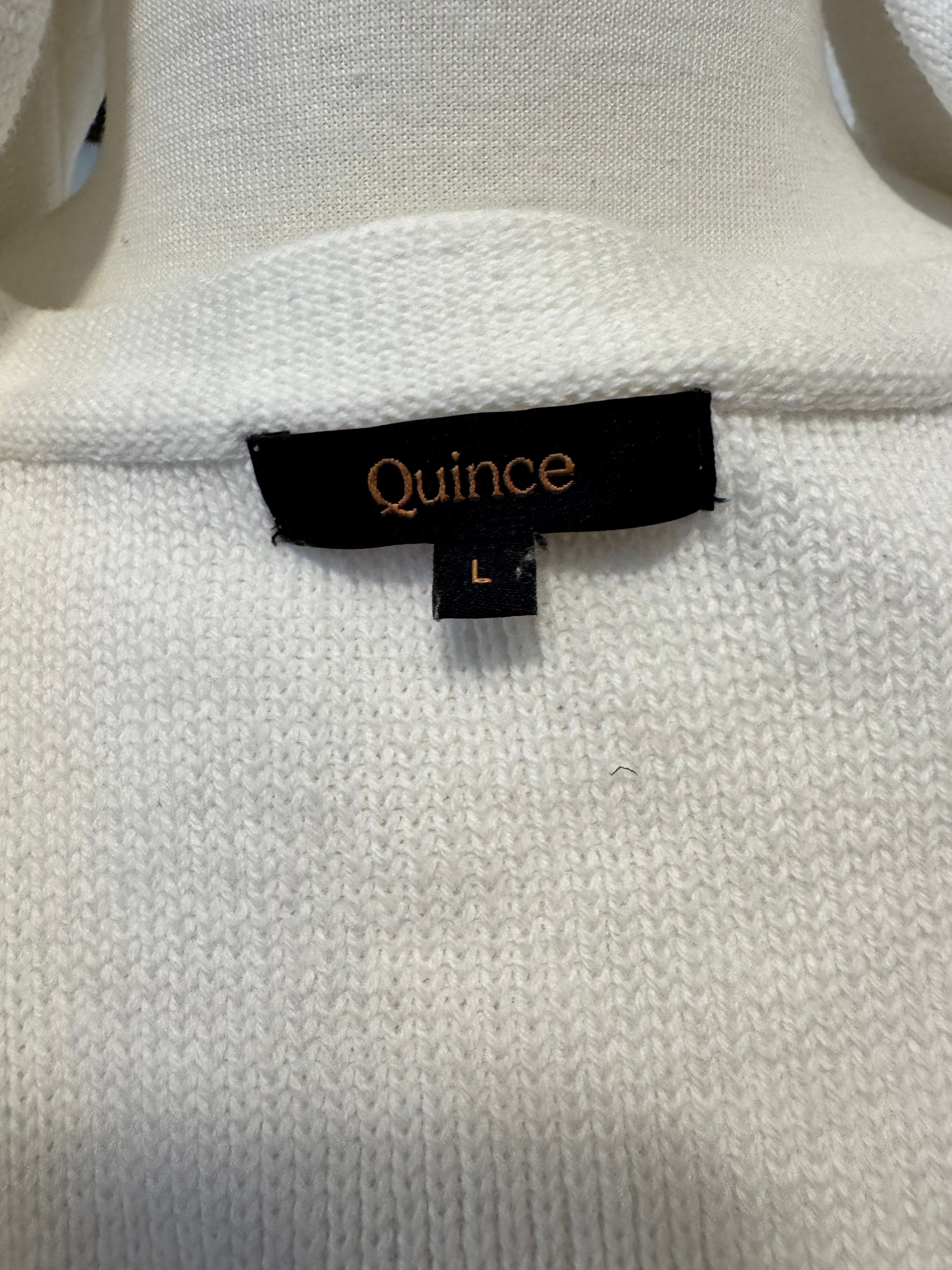 Quince Ivory 100% Organic Cotton Gold Button Cardigan Size L